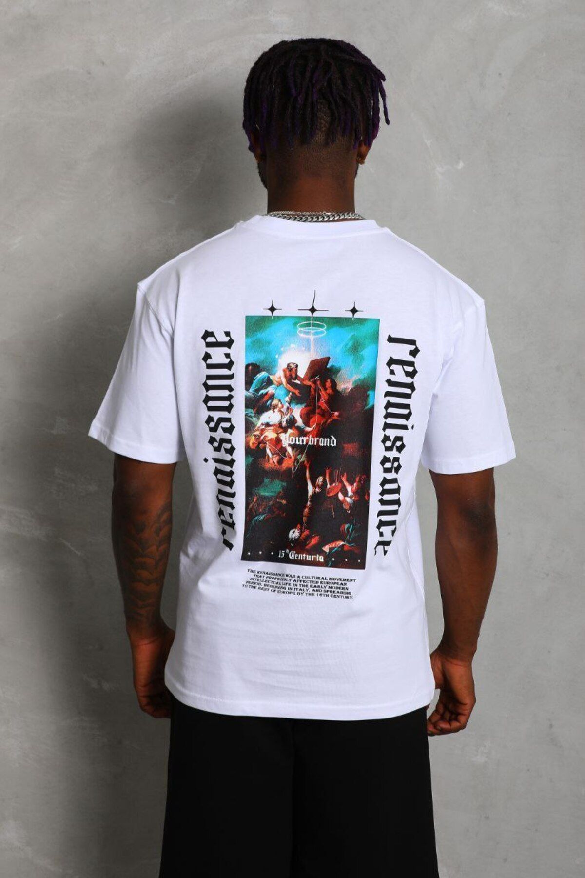 AURA Baskılı Oversize Bisiklet Yaka Unisex T-Shirt