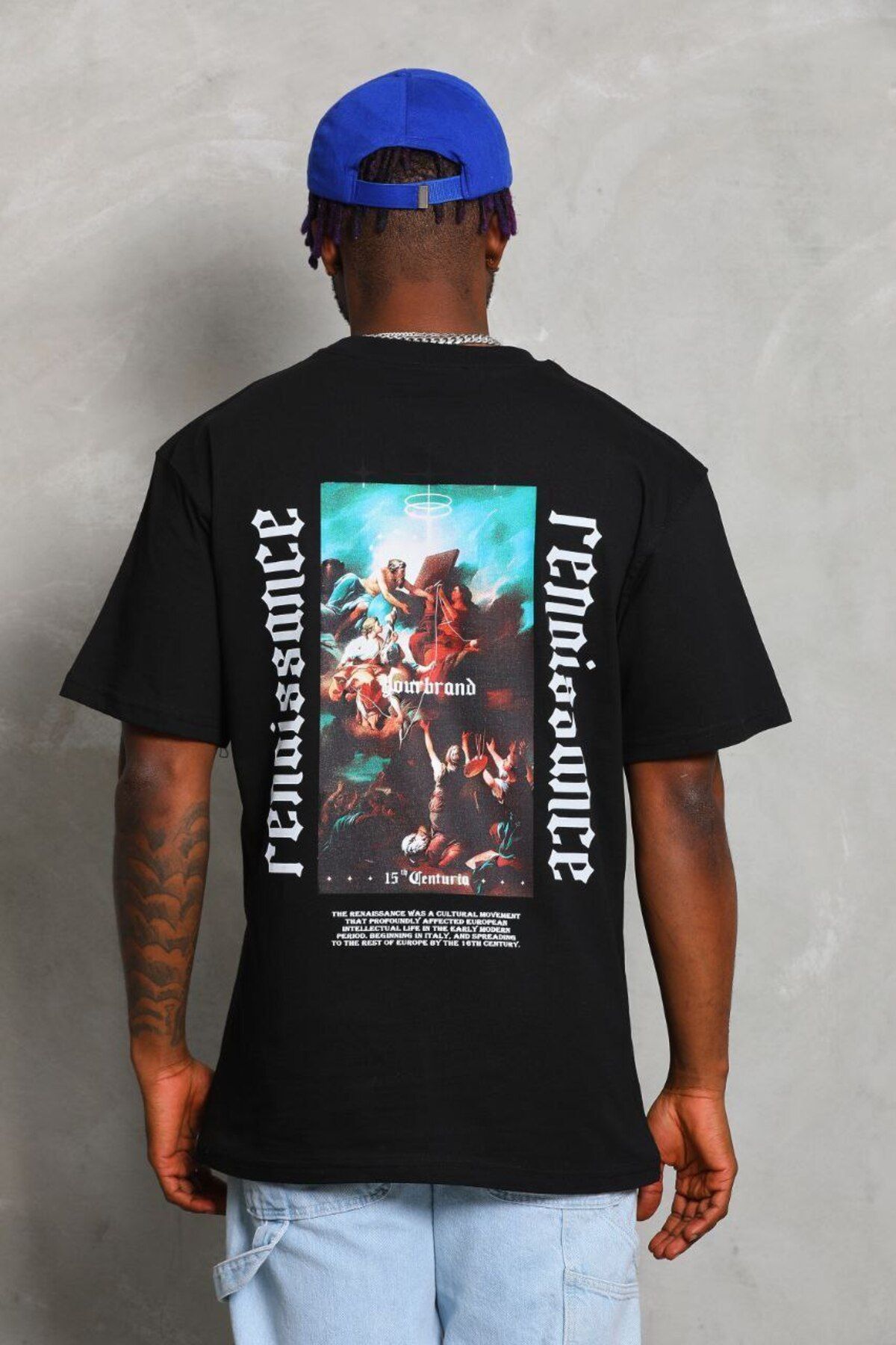 AURA Baskılı Oversize Bisiklet Yaka Unisex T-Shirt
