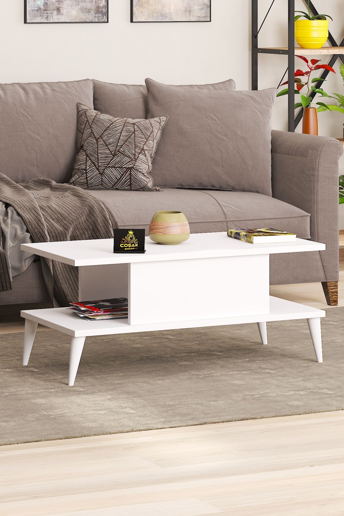 Cosargroup Ayça Modern Beyaz Orta Sehpa, Yan Sehpa
