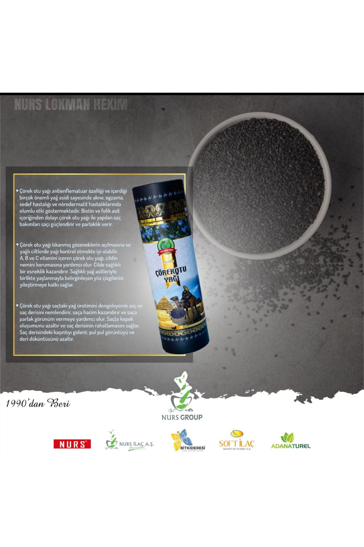 Nurs Çörekotu yağı 250 cc(ml) silindirli