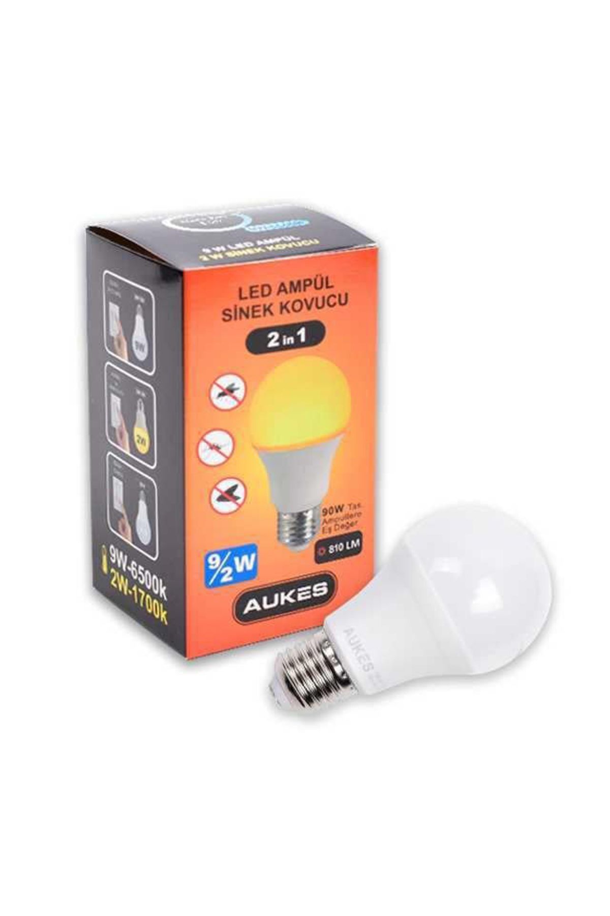 Aukes 9W Beyaz Led Ampül & 2W Sinek Kovucu