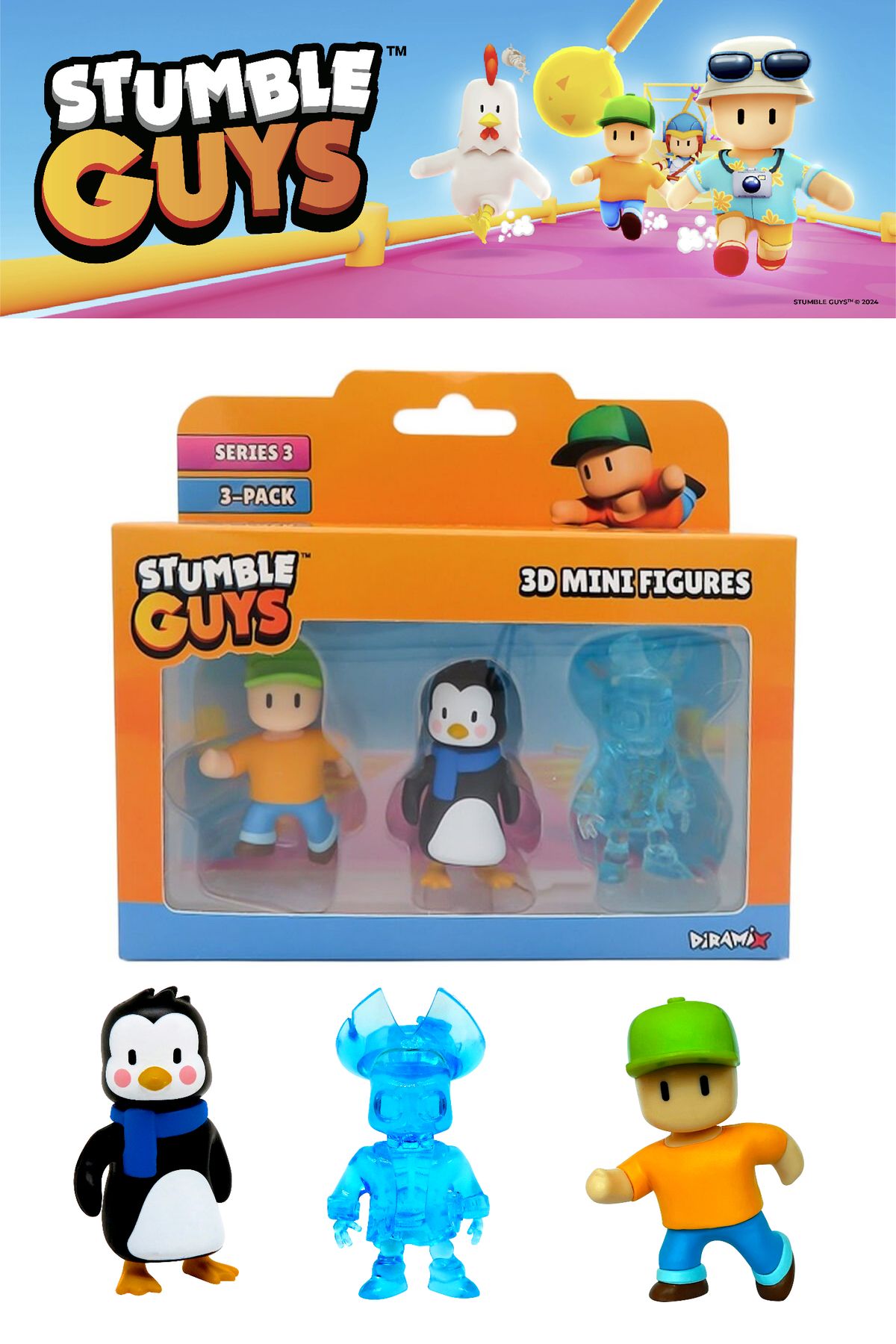 TOYFEST Stumble Guys 3 lü Mini Figür Seti Seri 3 - 5 CM - Model 6