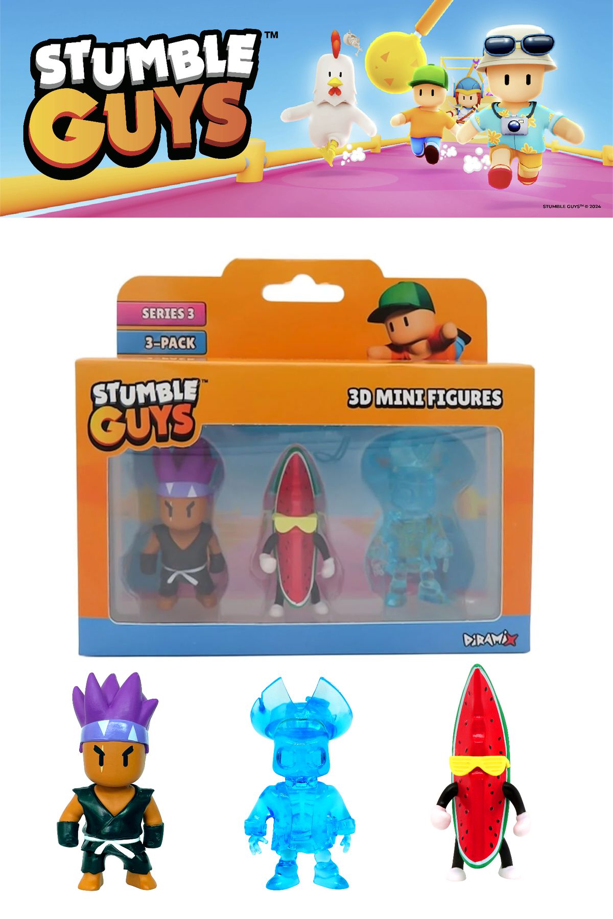 TOYFEST Stumble Guys 3 lü Mini Figür Seti Seri 3 - 5 CM - Model 7