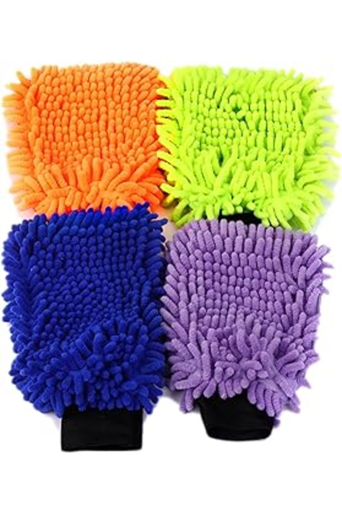 Mu Art Ahşap 4 Set Su Geçirmez Mikrofiber Yıkama Eldiveni, Araç Yıkama Eldiveni, Temizleme Bezi, Temizlik Bezi,