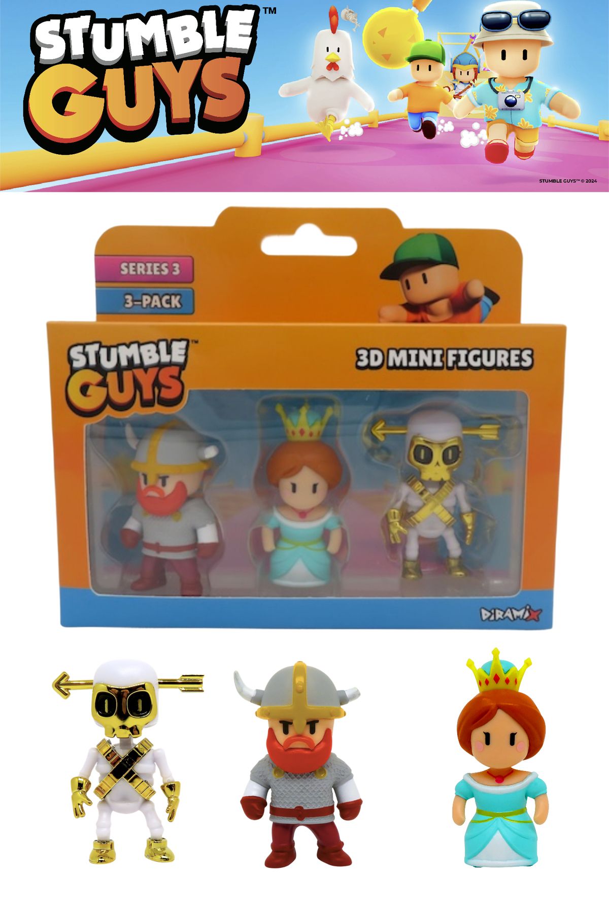 TOYFEST Stumble Guys 3 lü Mini Figür Seti Seri 3 - 5 CM - Model 1
