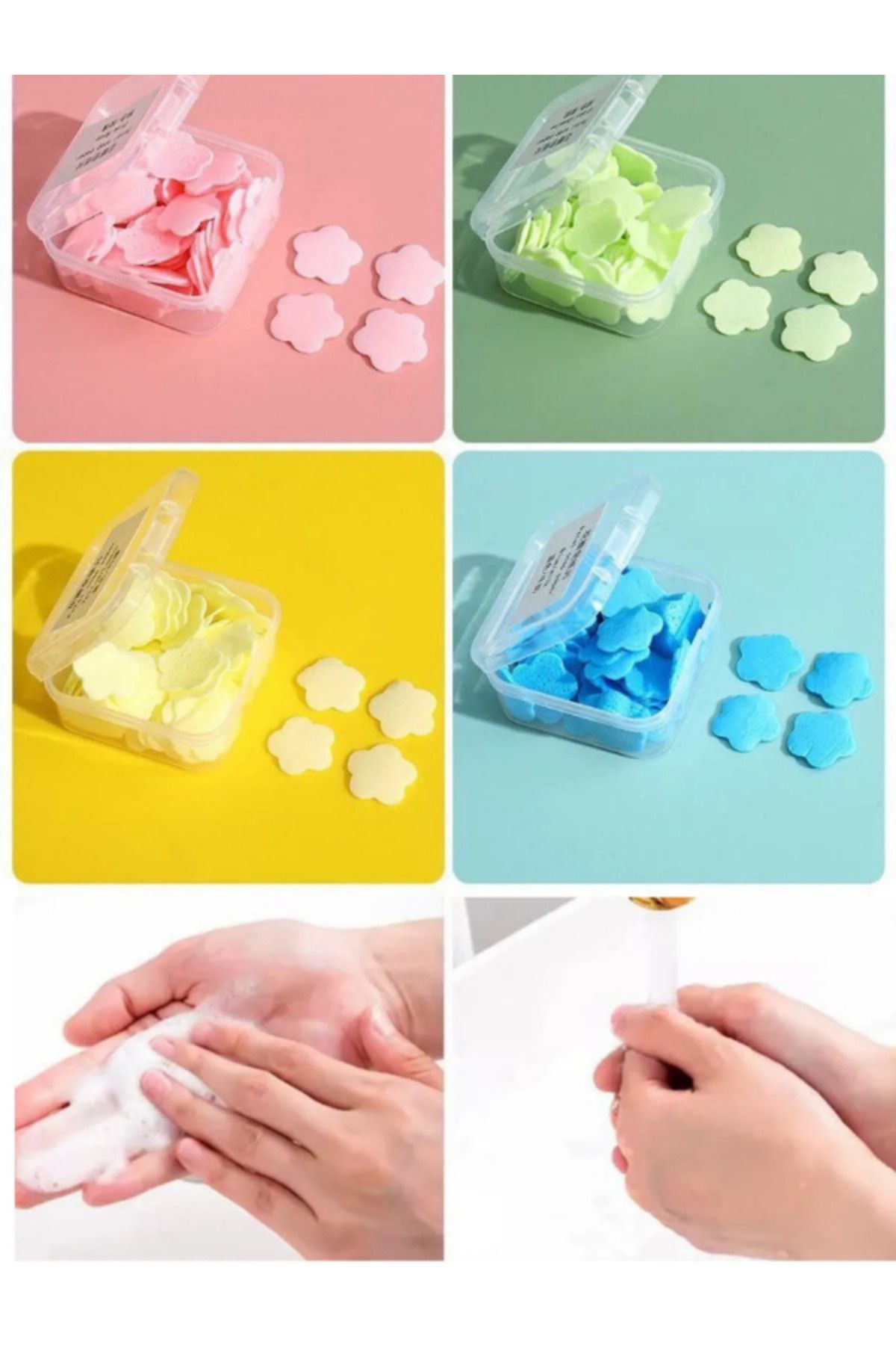AcarlarTicaret 2'li Paket Parfümlü Eriyen Mini Kağıt Sabun Öğrenci Çocuk Okul Dezenfektan El Sabunu