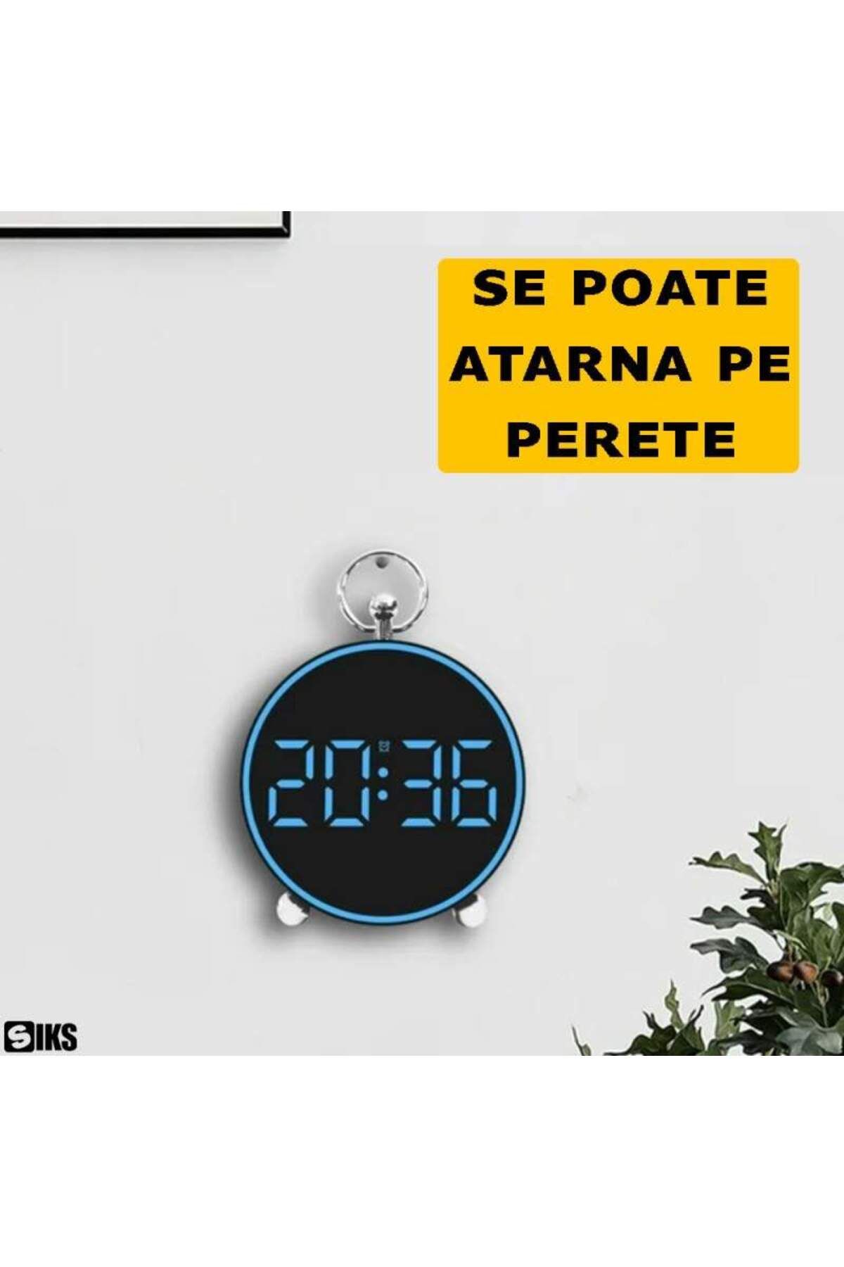 SIKS-Digital Table Or Wall Clock, With Blue Display, Customizable Alarm, Snooze, Led Light 5