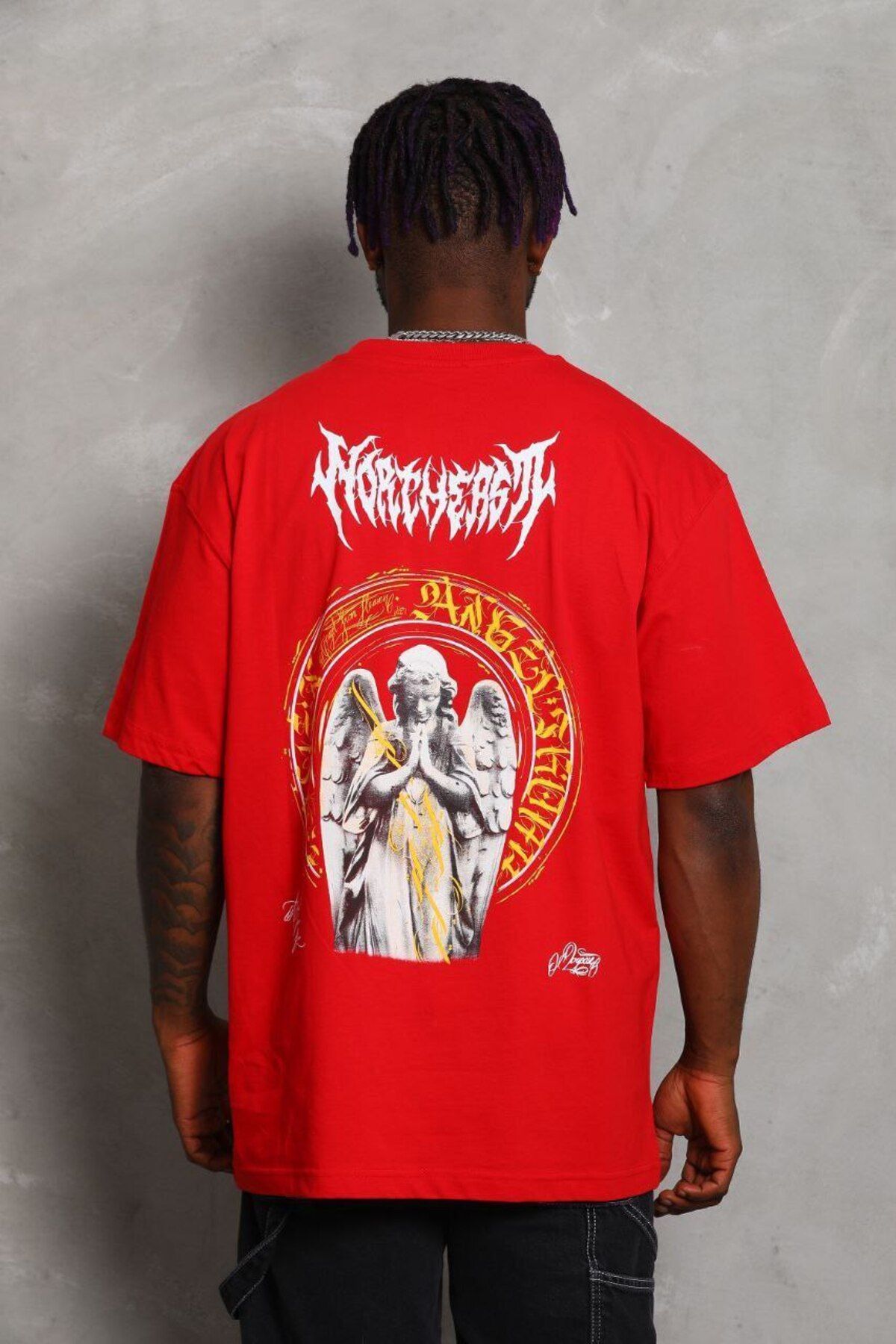 AURA Baskılı Oversize Bisiklet Yaka Unisex T-Shirt
