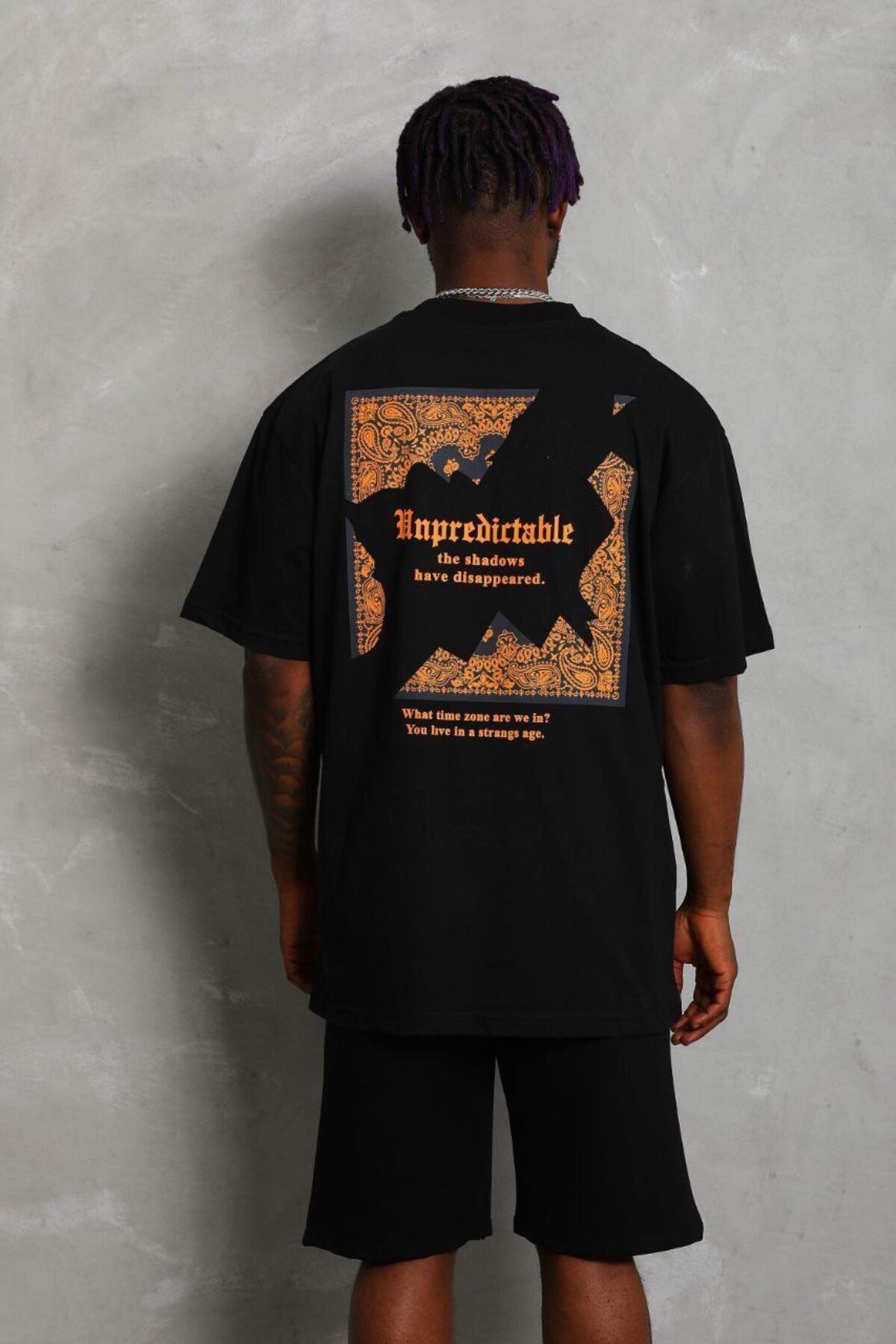AURA Baskılı Oversize Bisiklet Yaka Unisex T-Shirt