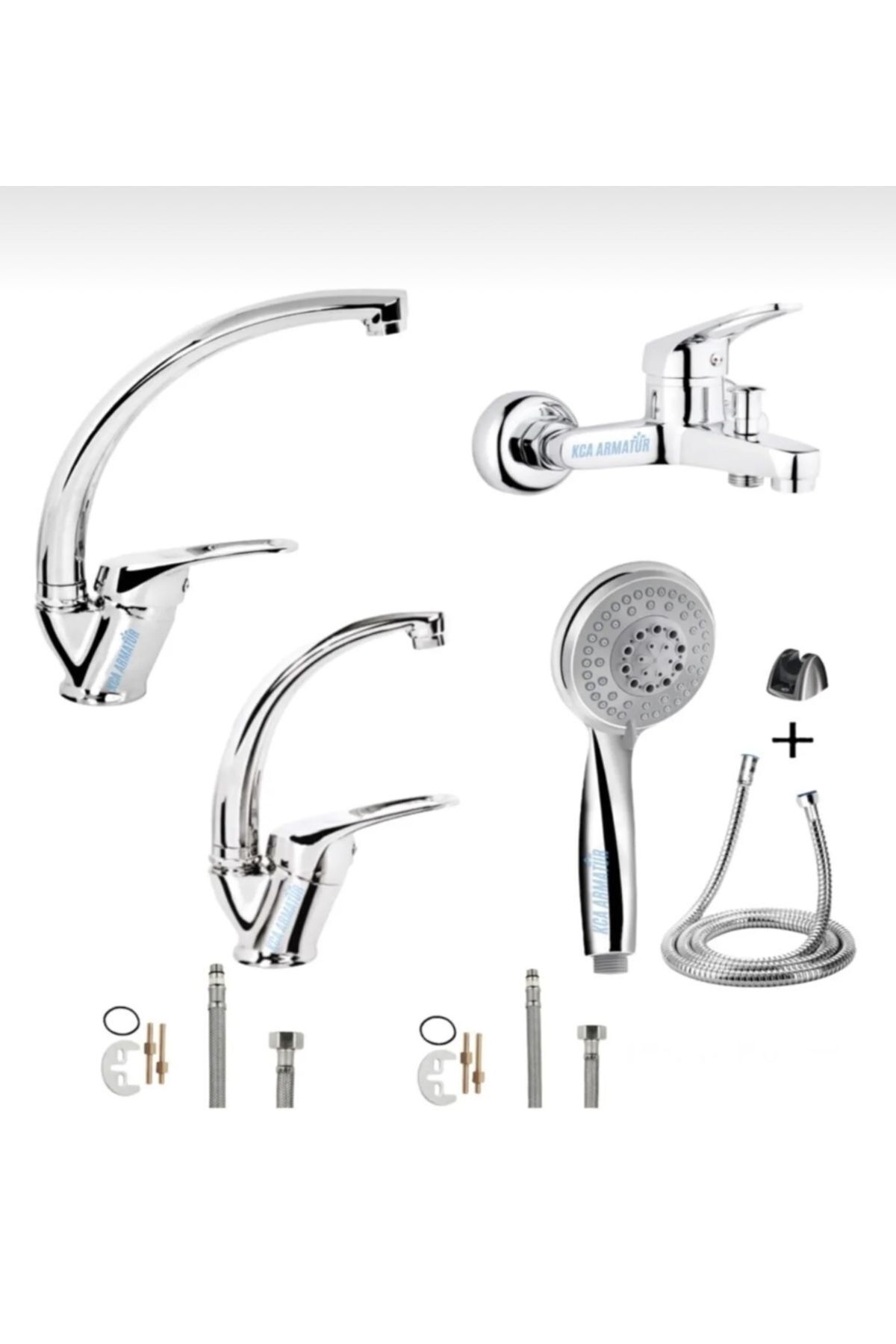 BDL ARMATÜR KCA BANYO LAVABO MUTFAK BATARYASI ÇEŞMESİ MUSLUĞU DUŞ BAŞLIĞI 4’LÜ FULL SET