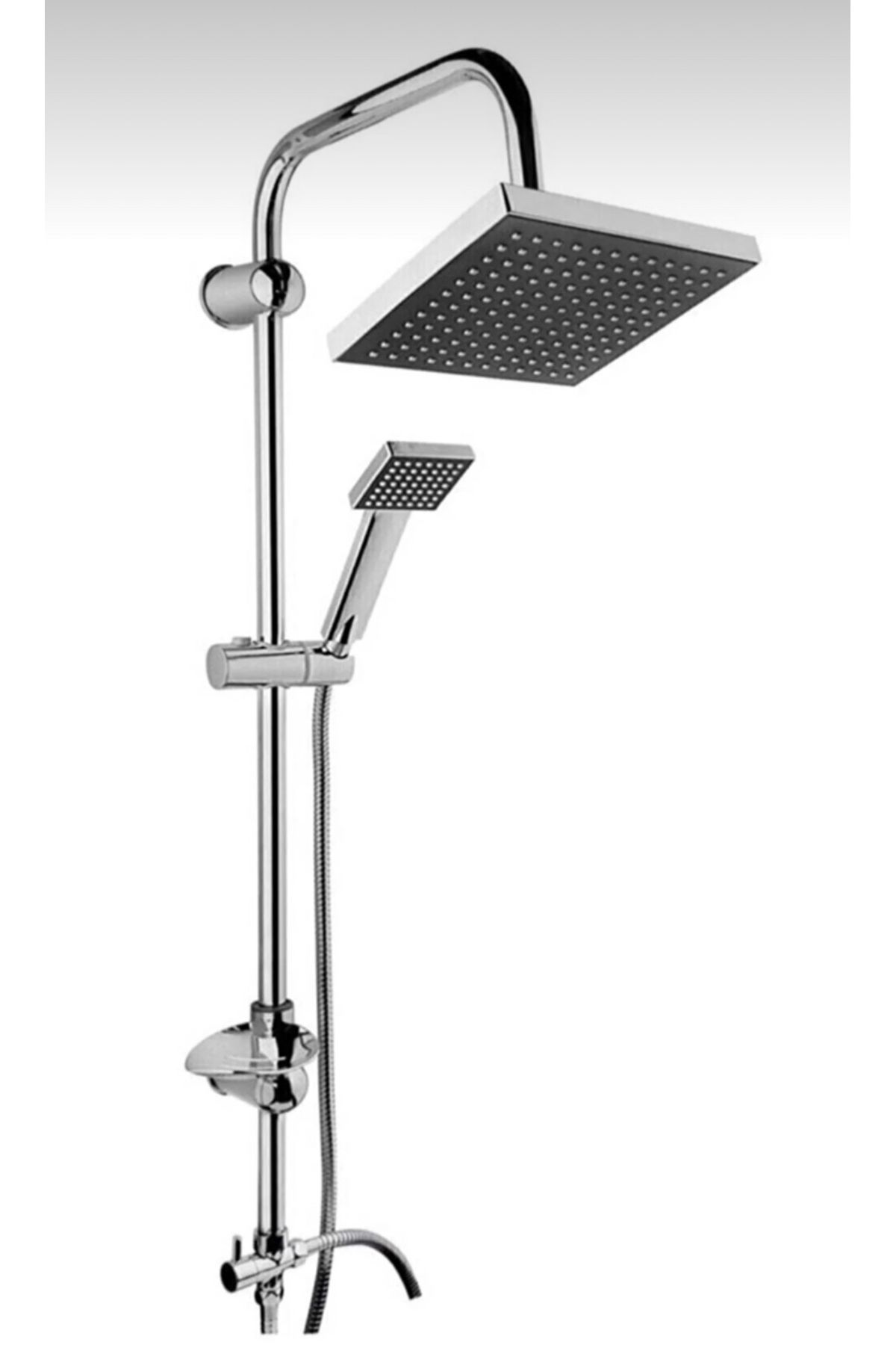 BDL ARMATÜR ECSA SİYAH KARE TEPE YAĞMURLAMA BANYO ROBOT DUŞ SETİ