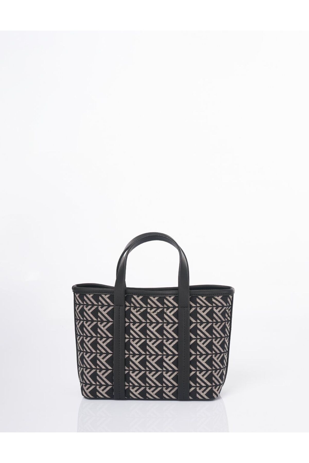 Kayra Monogram Desen Orta Boy Shopper Çanta Siyah