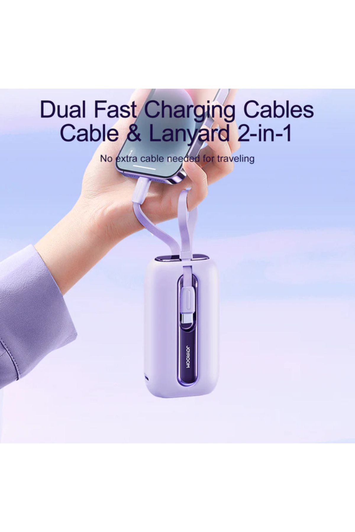 Joyroom-JR-L 012 Mini Power Bank 22.5W 10000mAh with Two Cables - Purple 5