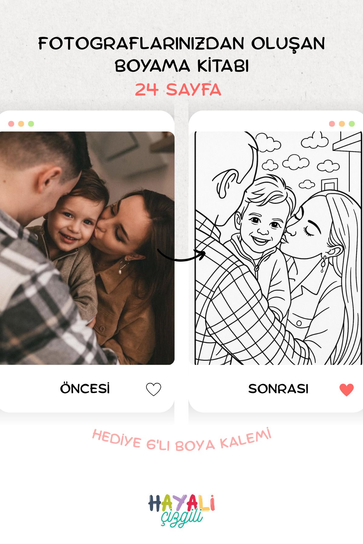 Hayali Çizgili 24 Fotoğraf , Özel Tasarım Boyama Kitabı , Her Yaşa Özel , Çocuk Gelişimi , Doğum Günü , Hediye