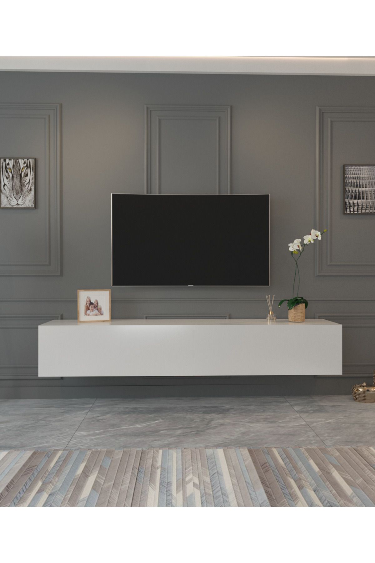 MOBİLYA GEZEGENİ Mobilya Gezegeni Bala 130 cm Mdf Beyaz tv ünitesi