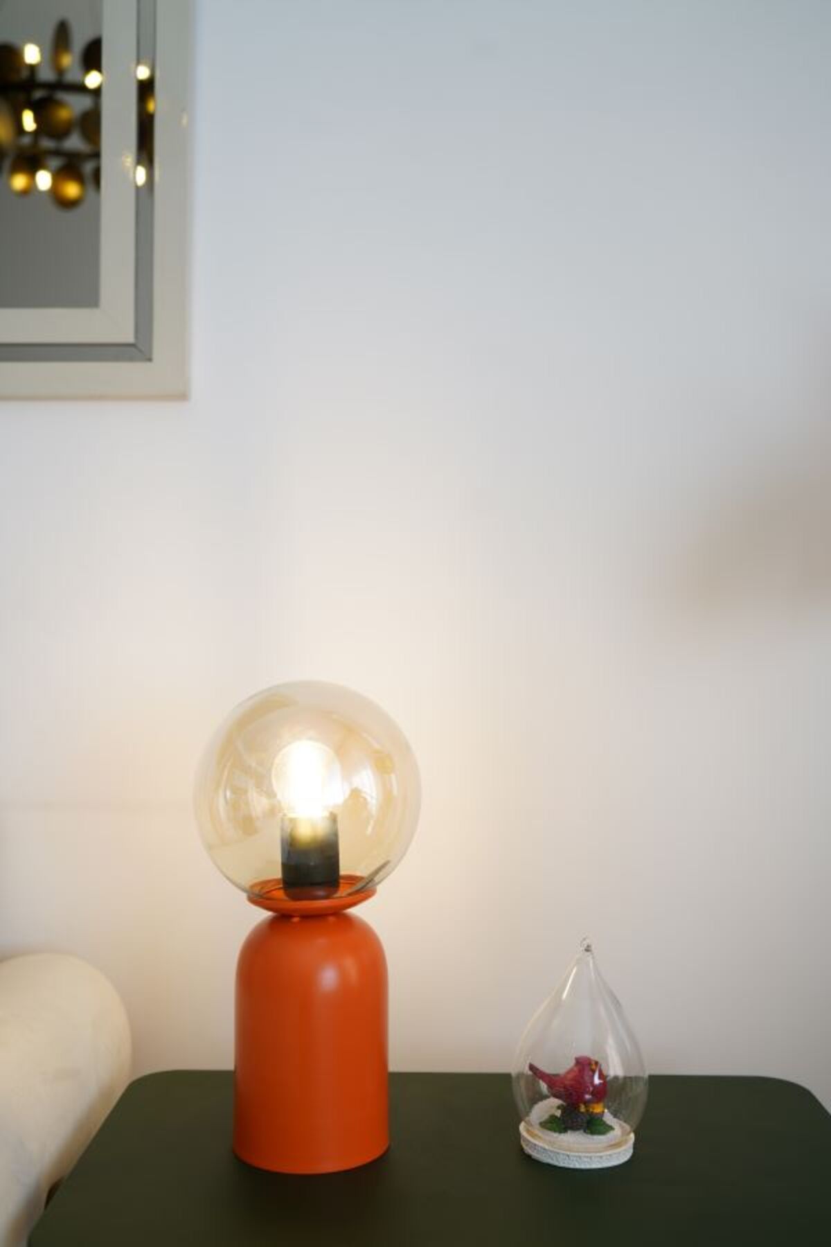 retro home design Turuncu Ayaklı Bal Glop Camlı Masa Lambası Dekoratif Abajur Salon Yatak Odası