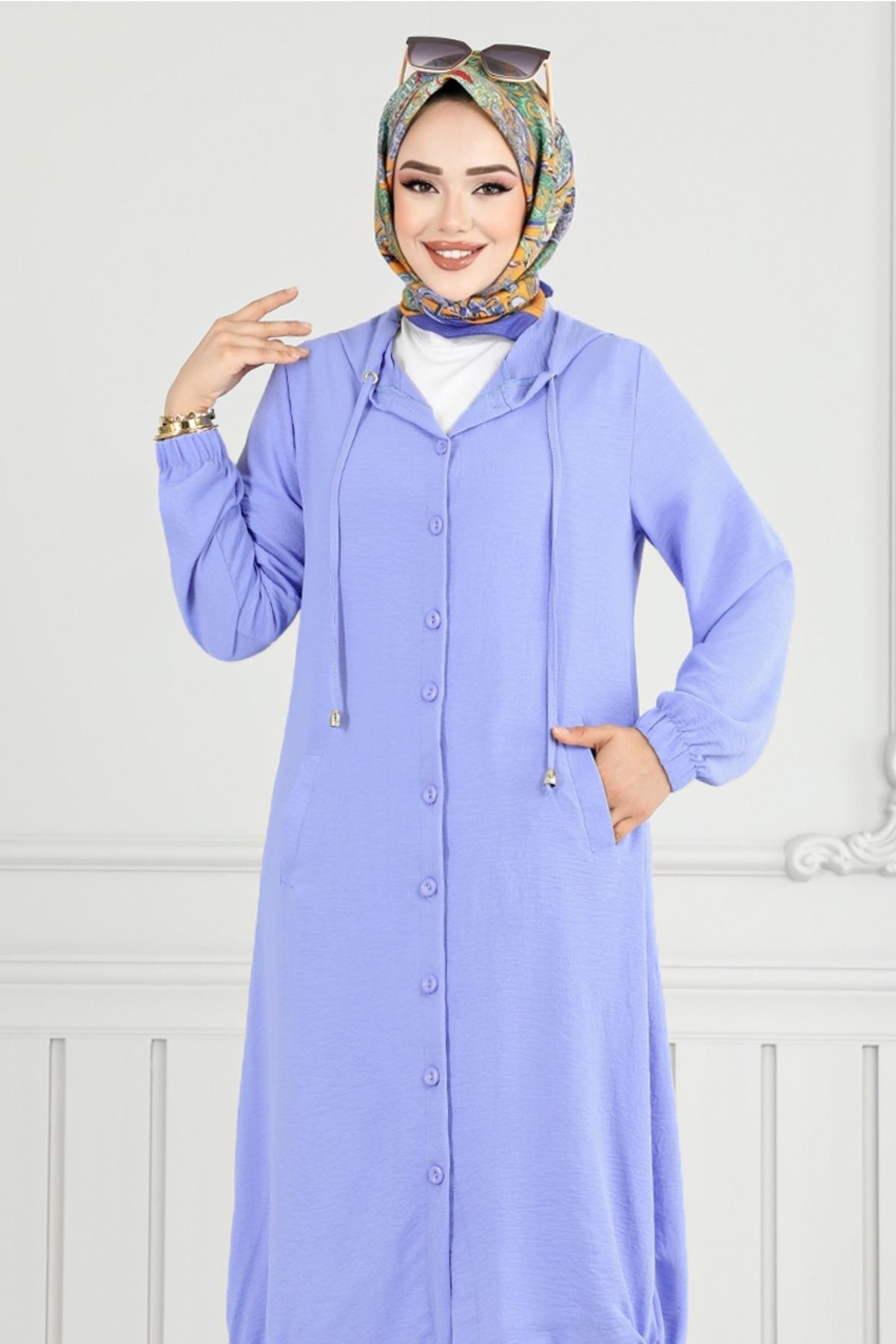 ModaMerve-Hooded Aerobin Cap 362Dvl897-M Baby Blue 4