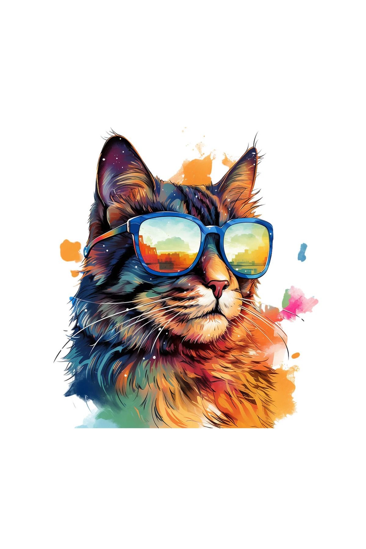 INOVATIX-Set of 8 pieces, Sticker Thinking Cat with Glasses, INOVATIX®. 6 cm 1