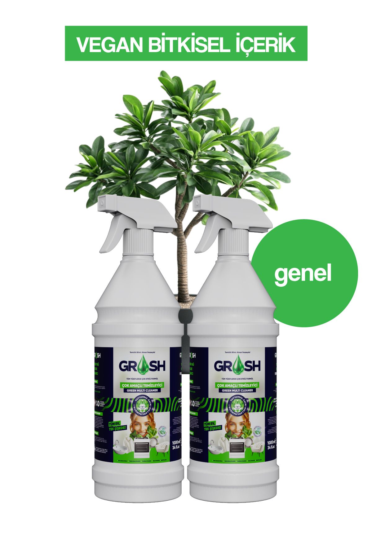 Grosh 2 Adet VEGAN Çok Amaçlı Ultra Güçlü Leke Çıkarıcı Sprey (Büyük Boy)