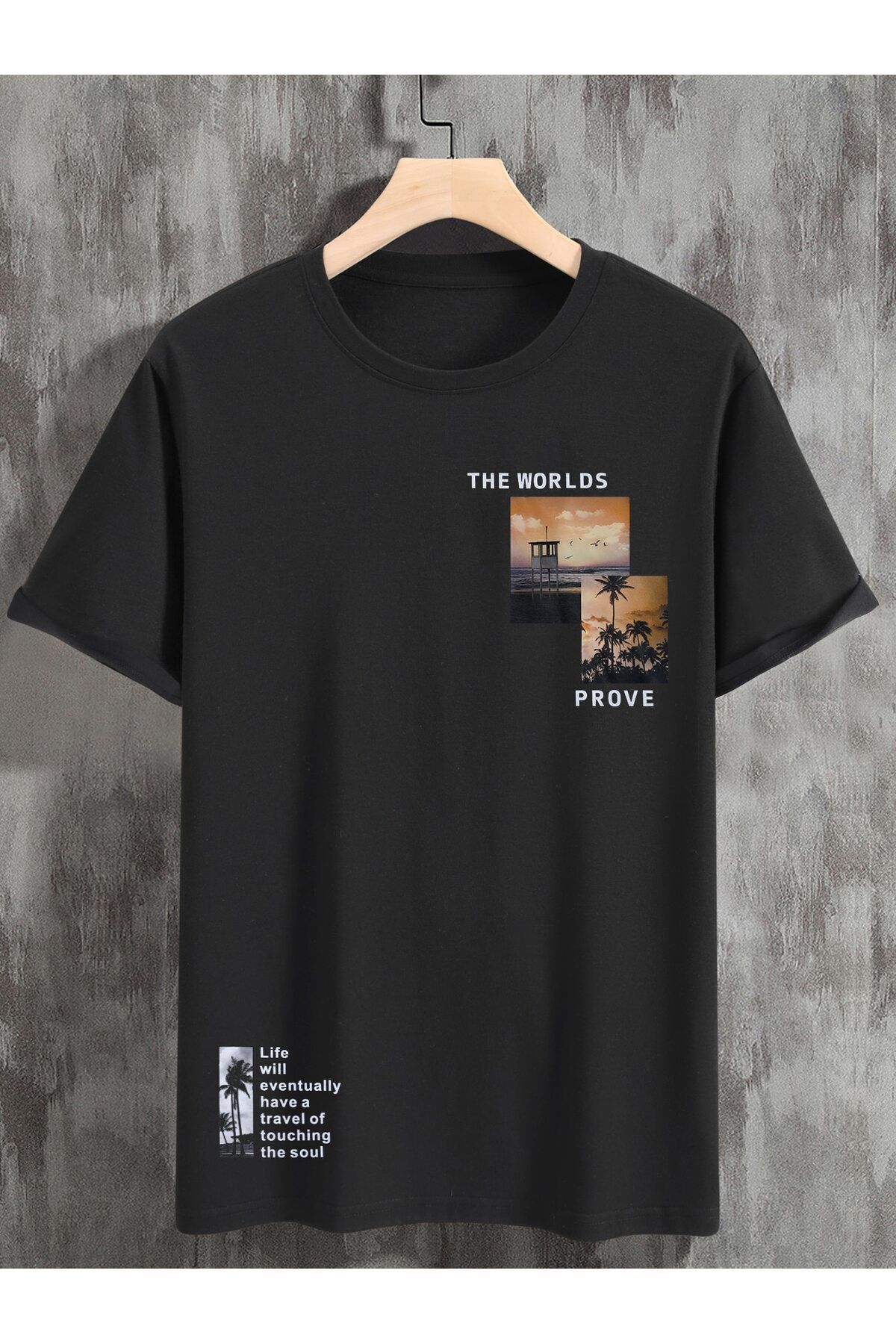 aynewmoda Grafik ve logo baskılı erkek günlük tişört ve gömlek