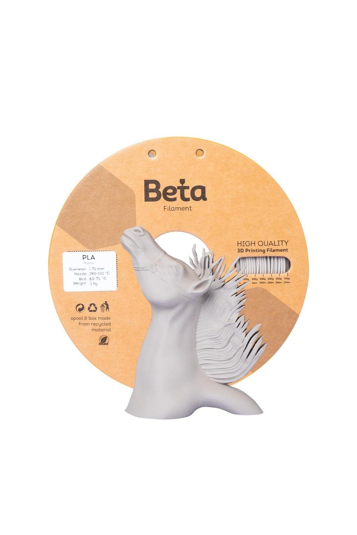 Beta Filament Beta PLA-Matte Filament Warm Grey