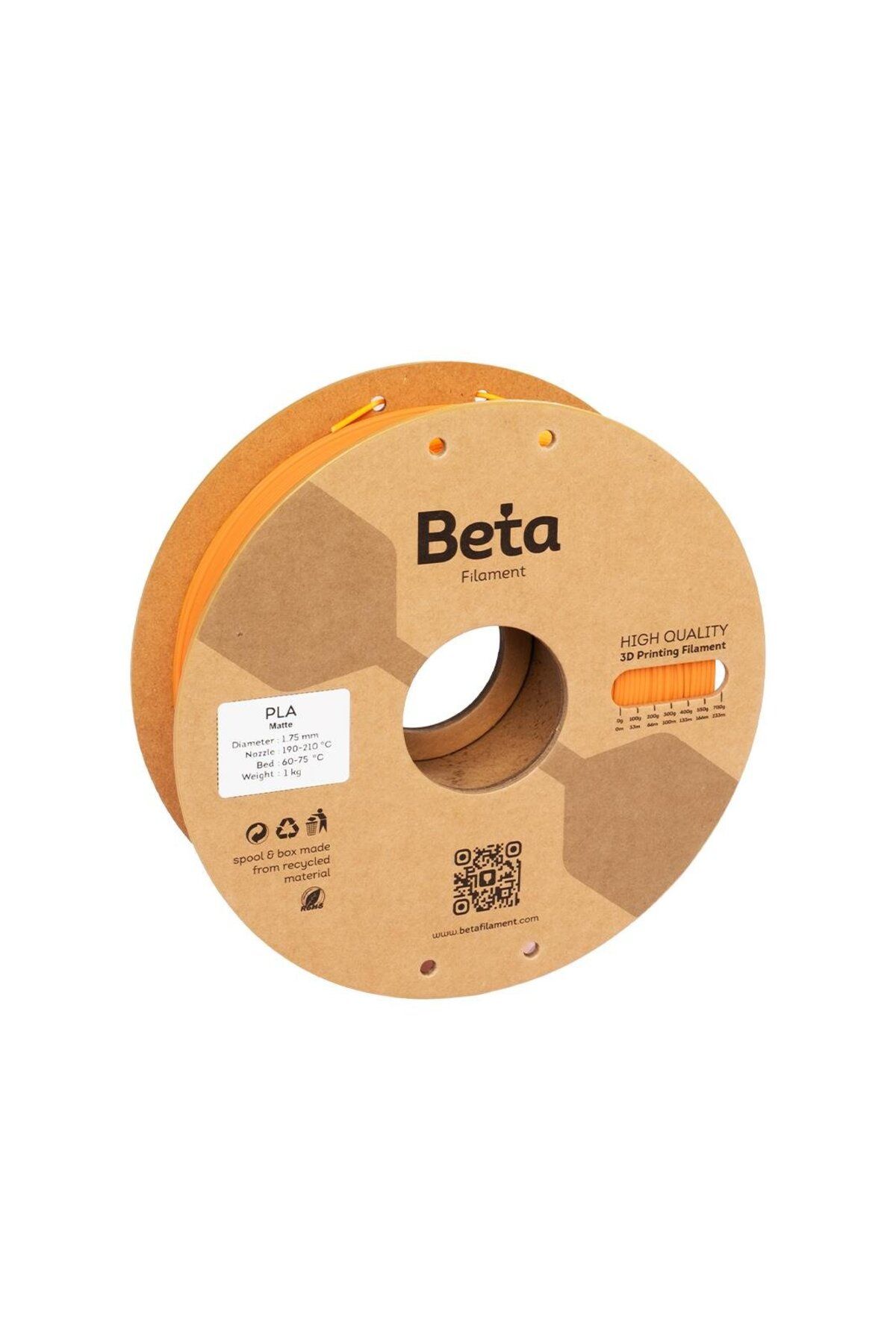 Beta Filament Beta PLA-Matte Filament Orange