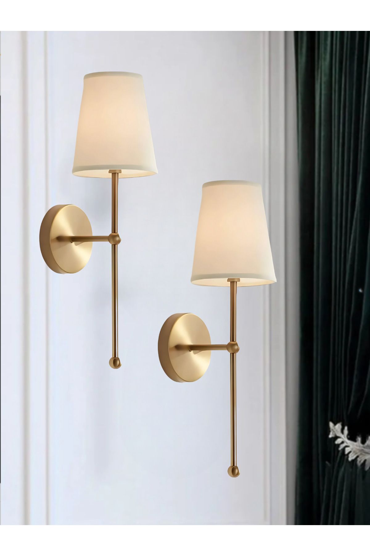 Lampiske Modern Tasarım 1 Adet Duvar Ledli Pilli Aplik Tak Çalıştır Eskitme Gold Krem Abajur Gün Işığı Pilli