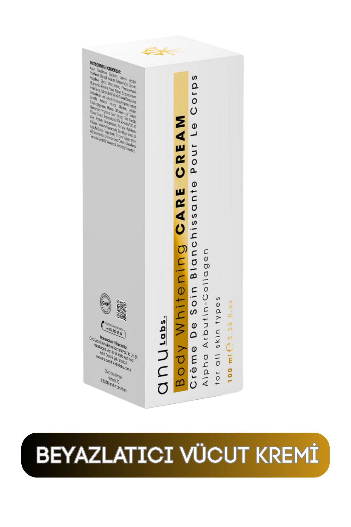 Anulabs Anu Labs Body Whitening Care Cream Vücut Beyazlatıcı Bakım Kremi 100 ml