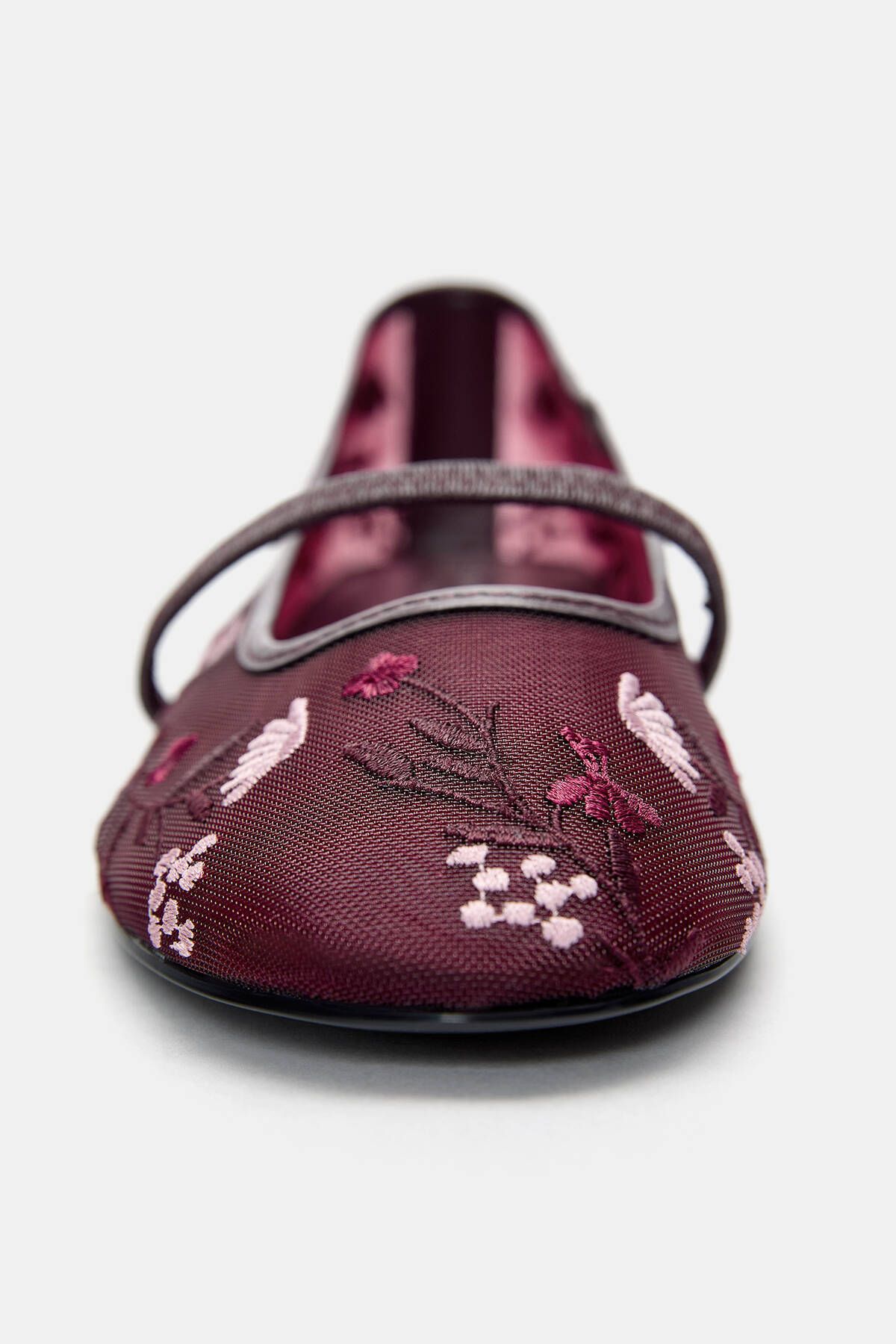 Pull & Bear-Embroidered mesh ballet flats 3