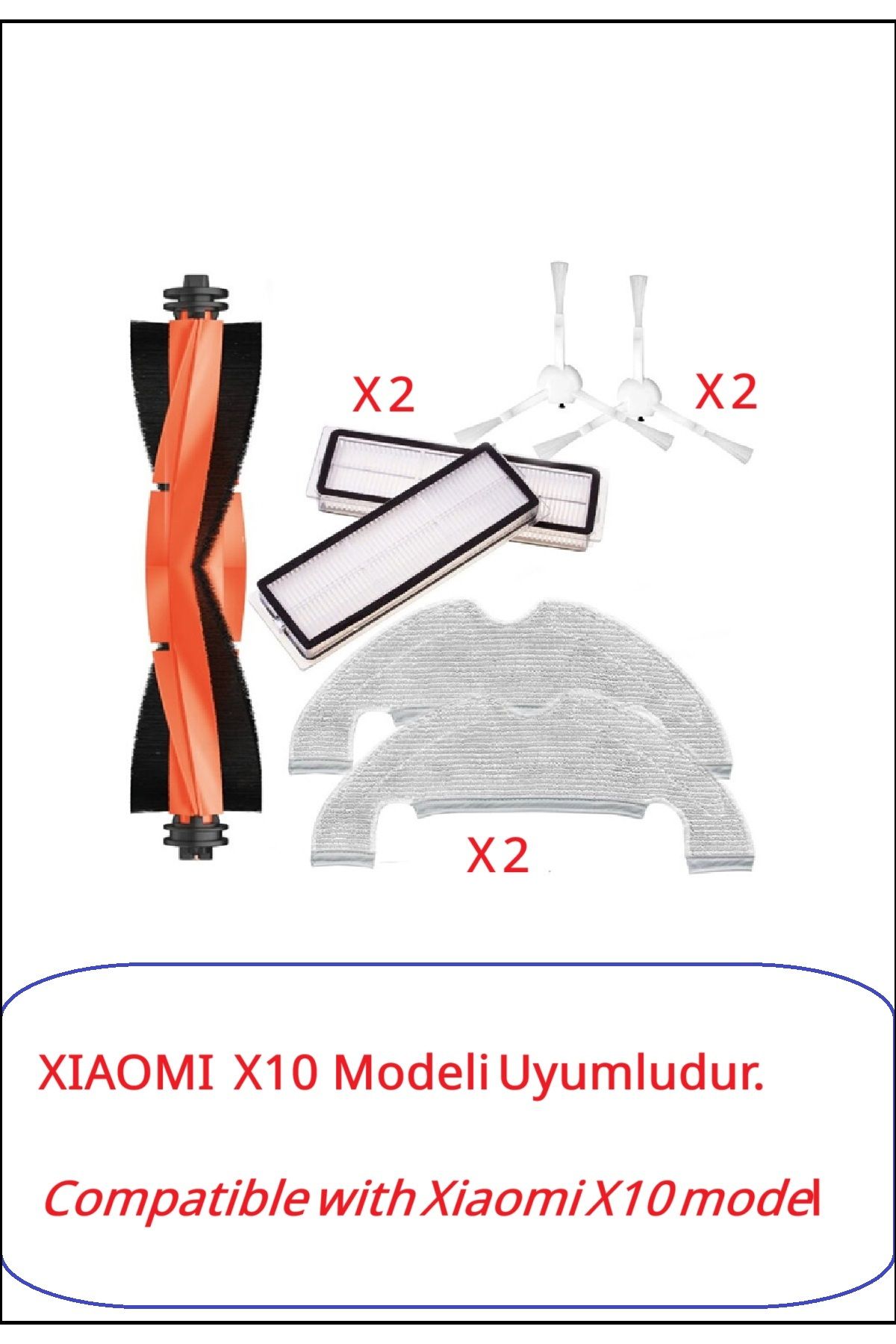 LİN GRUP X I A O M I X10 Robot süpürge modeli ile uyumlu yedek parça Fırça seti