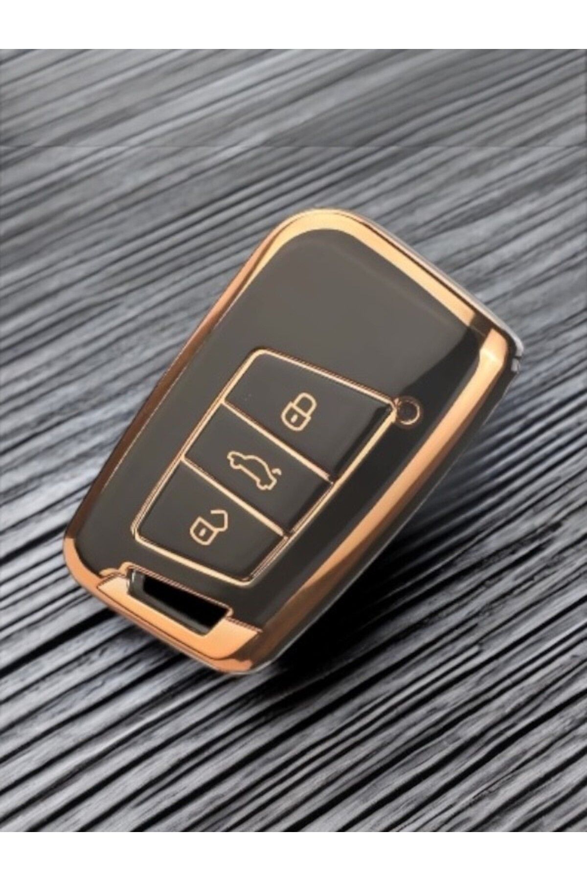 umayebar Volkswagen Passat B8 Skoda Nano Kart Box Oto Anahtar Kumanda Kabı Kılıfı Oto Anahtarlık Siyah- Gold