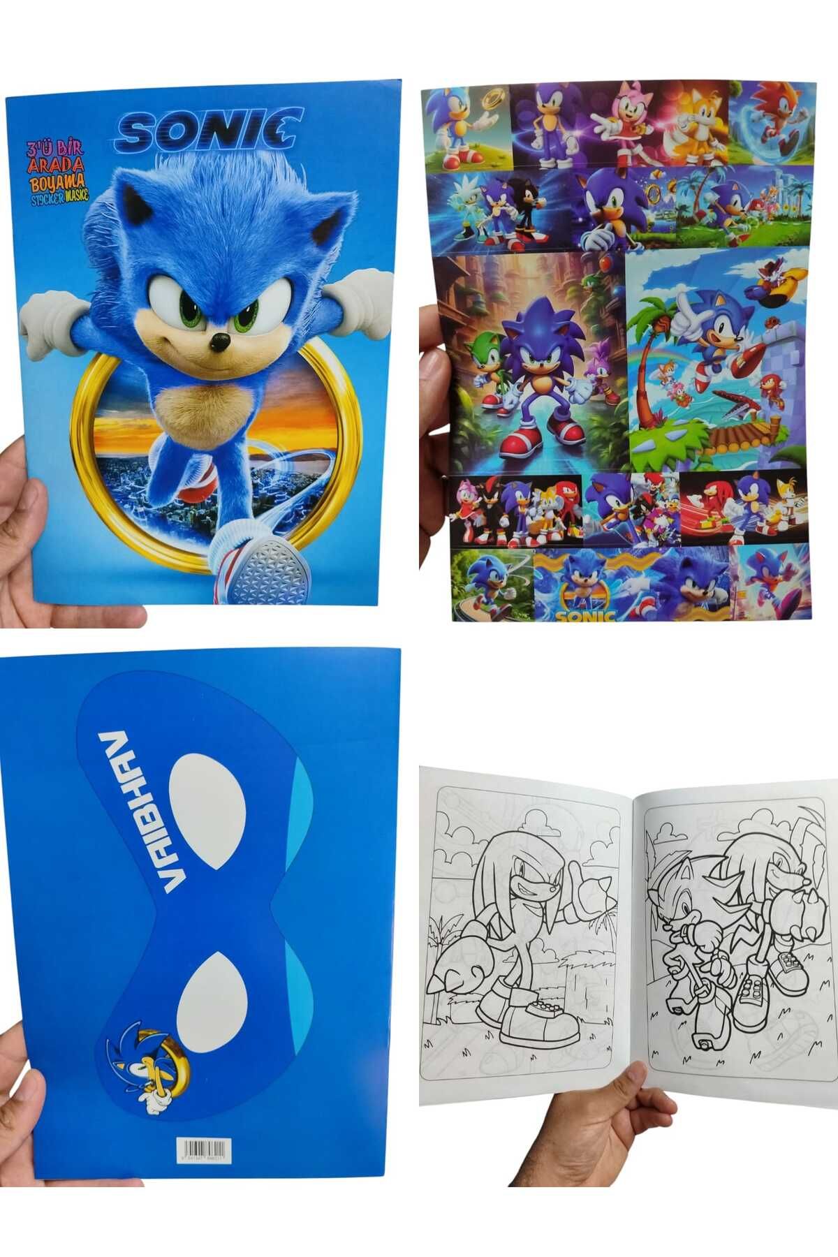 EmrahGültekin Stickerlı Boyama Kitabı 16 Karakterli Boyama Kitabı ve Sticker Ve Sonic Maskesi