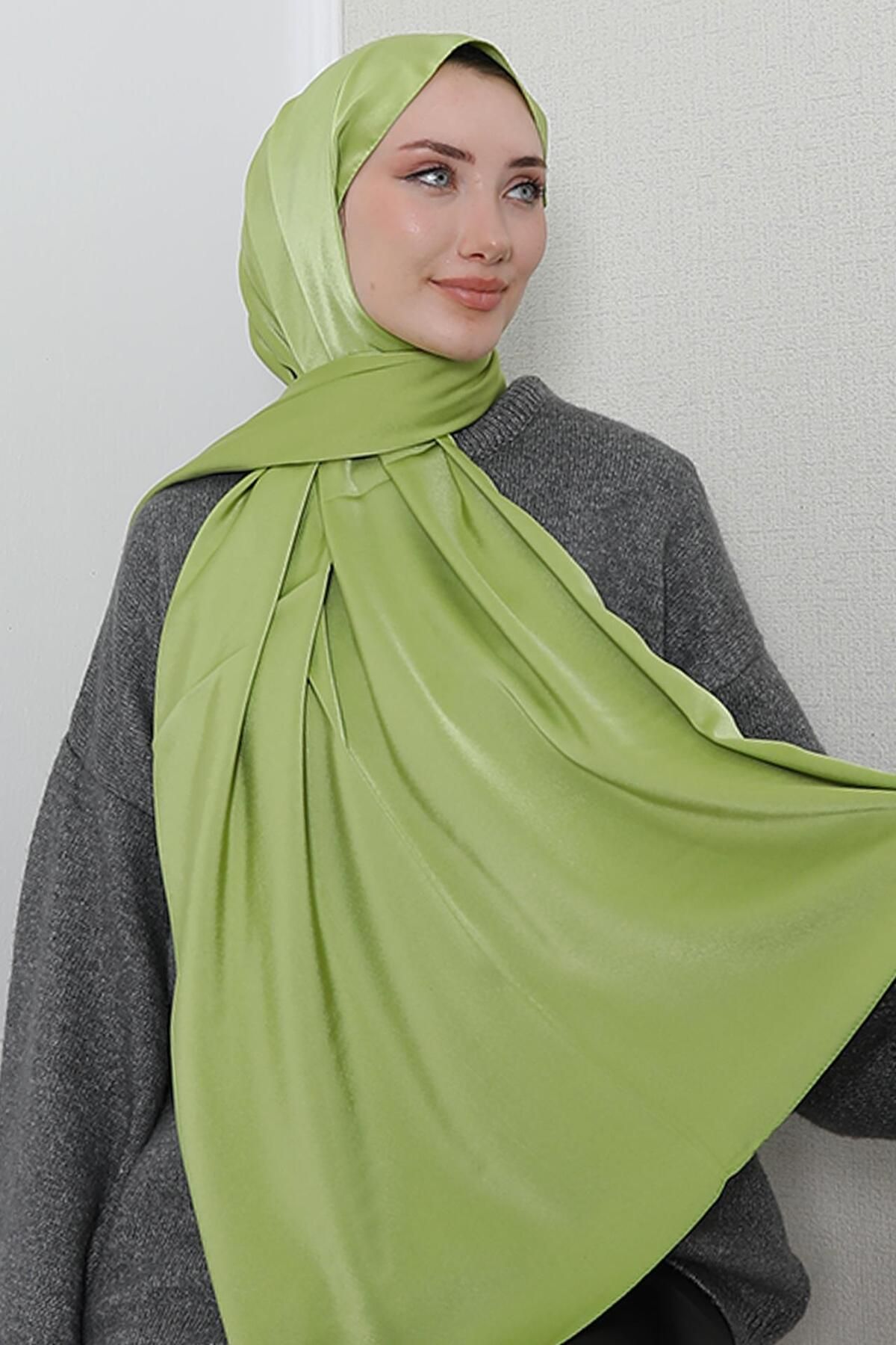 giz astore Model Saten Şal Açık Yeşil