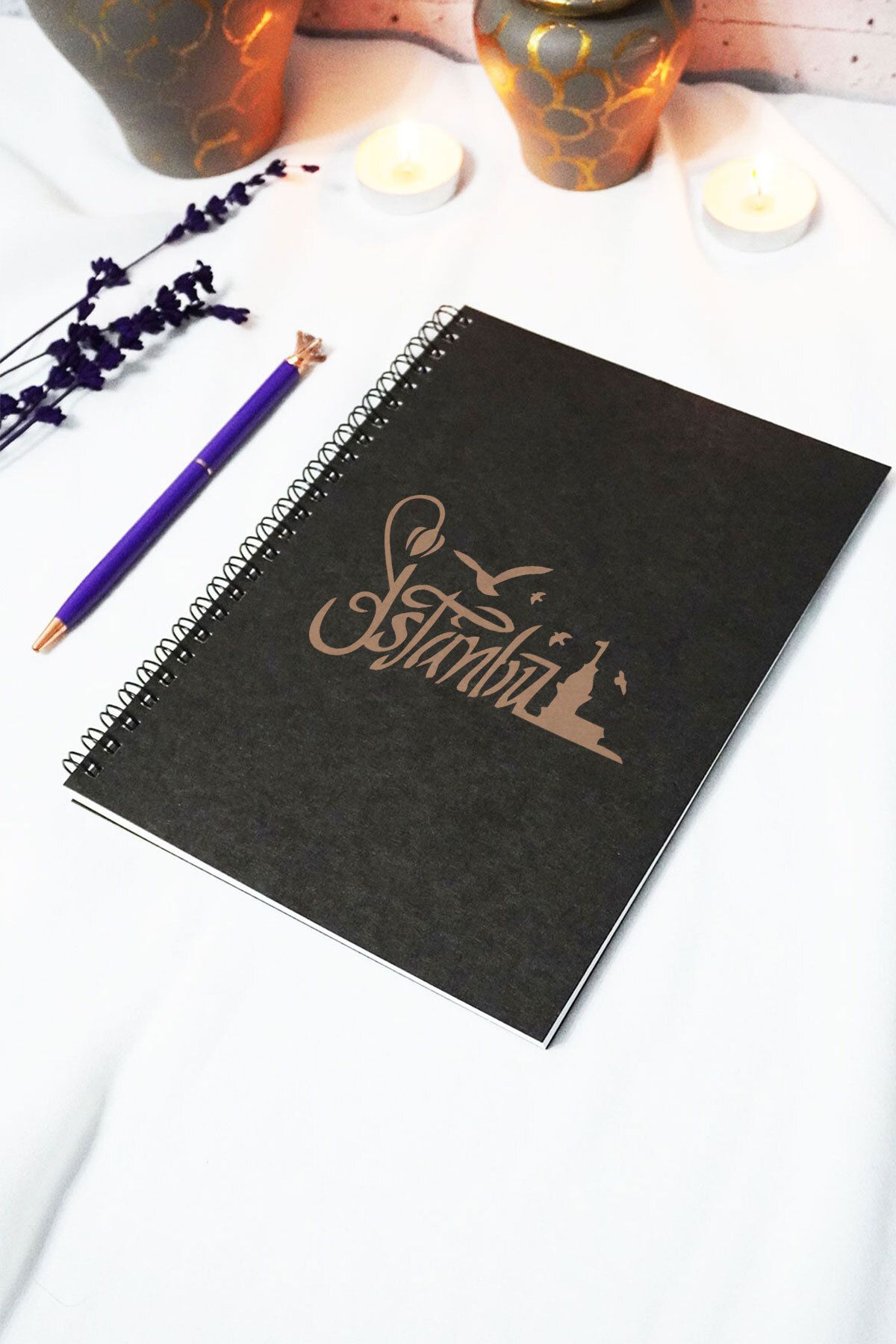 markcat A5 İstanbul Temalı Siyah Kraft Kapaklı Defter - Çizgili Defter - 60 yaprak (120 sayfa) 15x21 cm