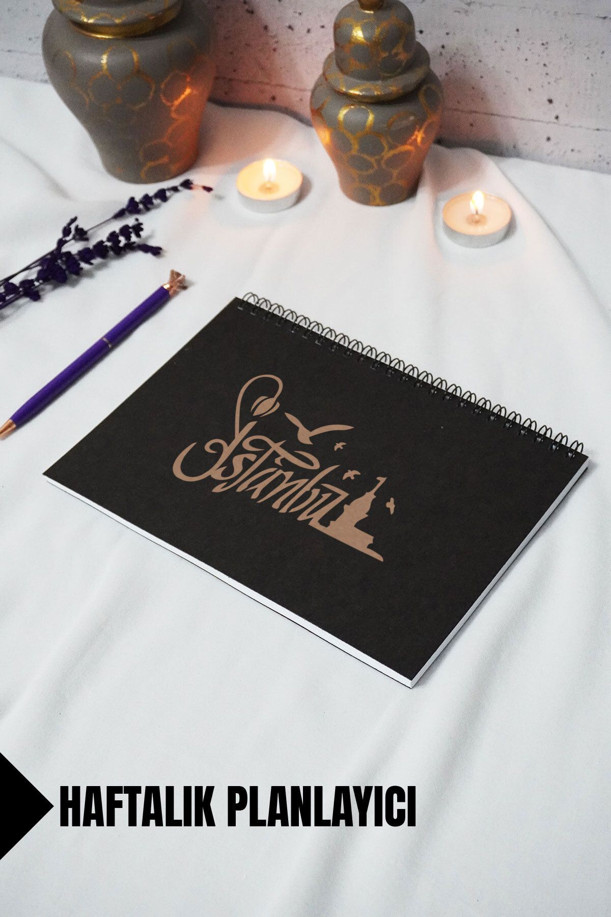 markcat A5 İstanbul Temalı Siyah Kraft Kapaklı Defter - Çizgili Defter - 60 yaprak (120 sayfa) 15x21 cm