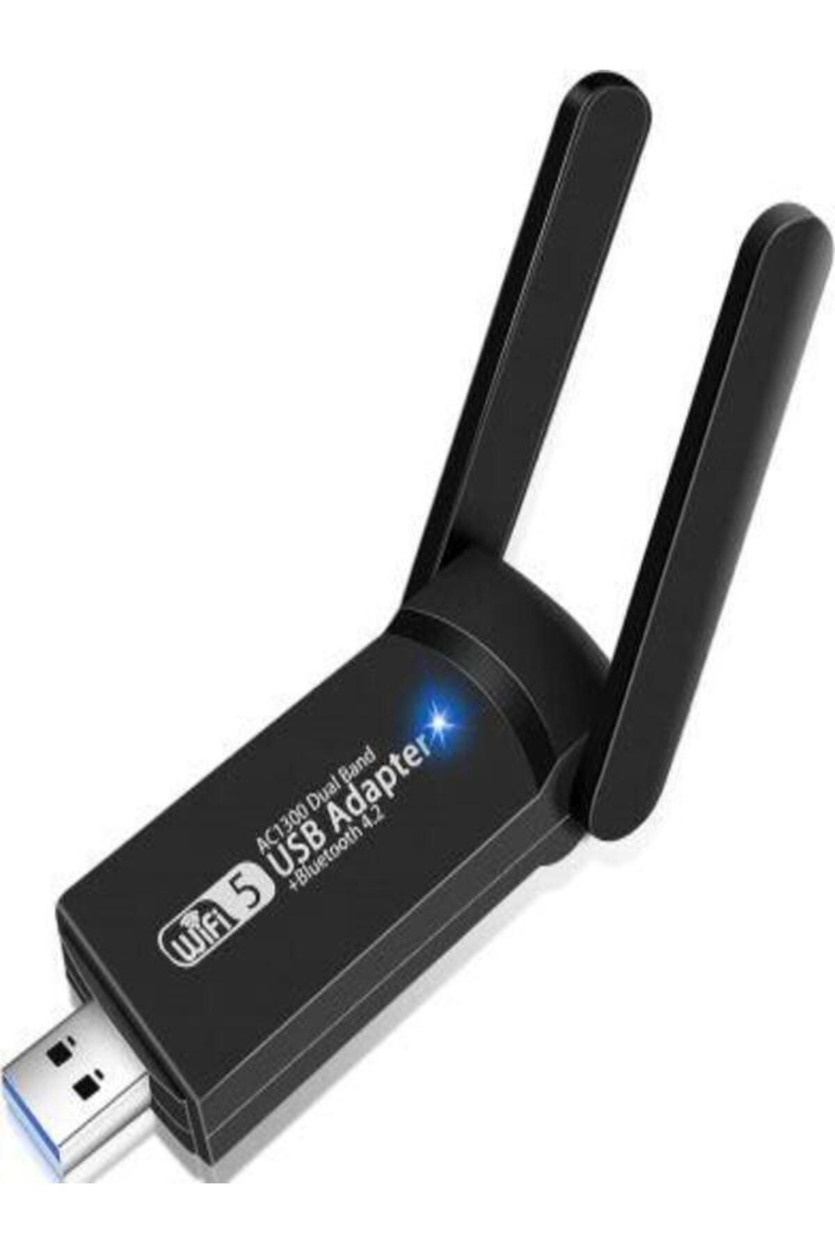 ÖZBİR ELEKTRONİK USB 3.0 WiFi Adaptör 1300Mbps Yüksek Hız Bluetooth 4.2 5ghz Masaüstü-Dizüstü Kablosuz Ağ Alıcısı