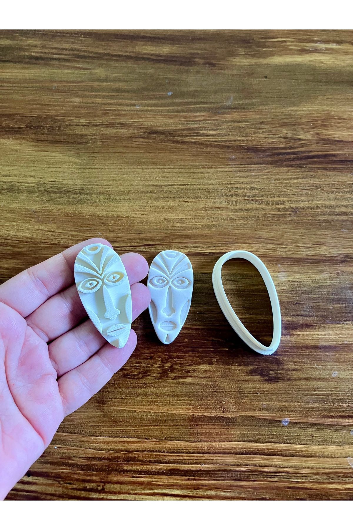 Volala Afrika Mask Model-4 Polimer Kil / Seramik Çamuru Kalıbı -5,5 cm