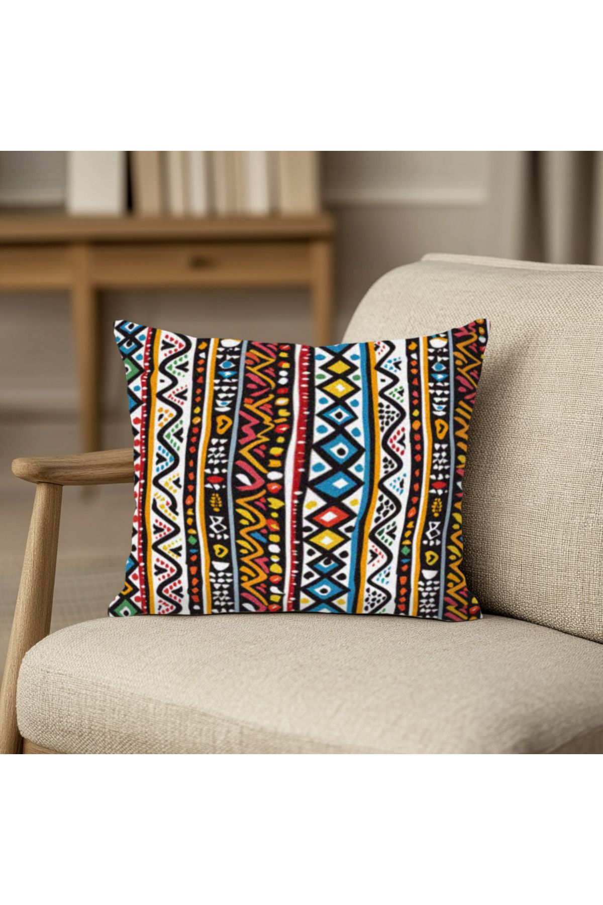 TURKISHRUG KINGDOM Renkli Kilim Motifli Kırlent Kılıfı