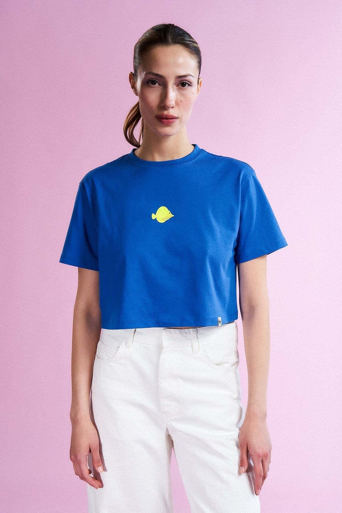 WWF Market Yellow Tang Lightweight Crop T-Shirt - Saks Mavi