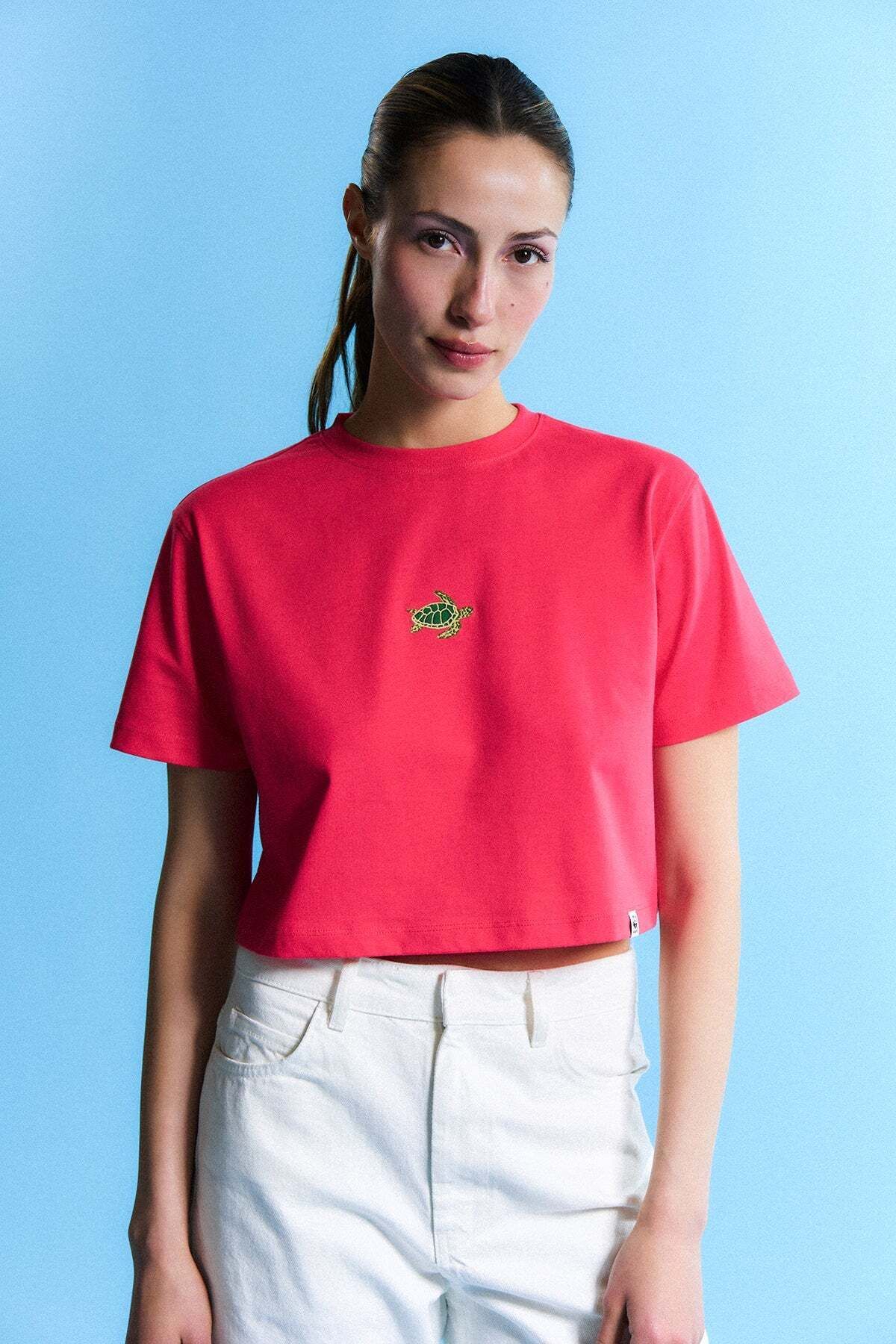 WWF Market Caretta Lightweight Crop T-Shirt - Nar Çiçeği