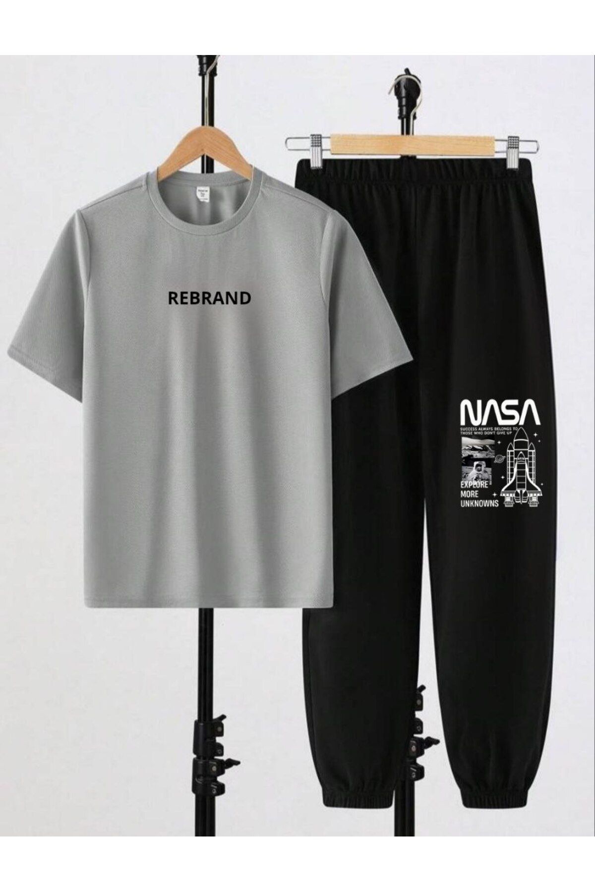 REBRAND Oversize T-shirt Uzun Pantolonlu Takımı Spor - Baskılı