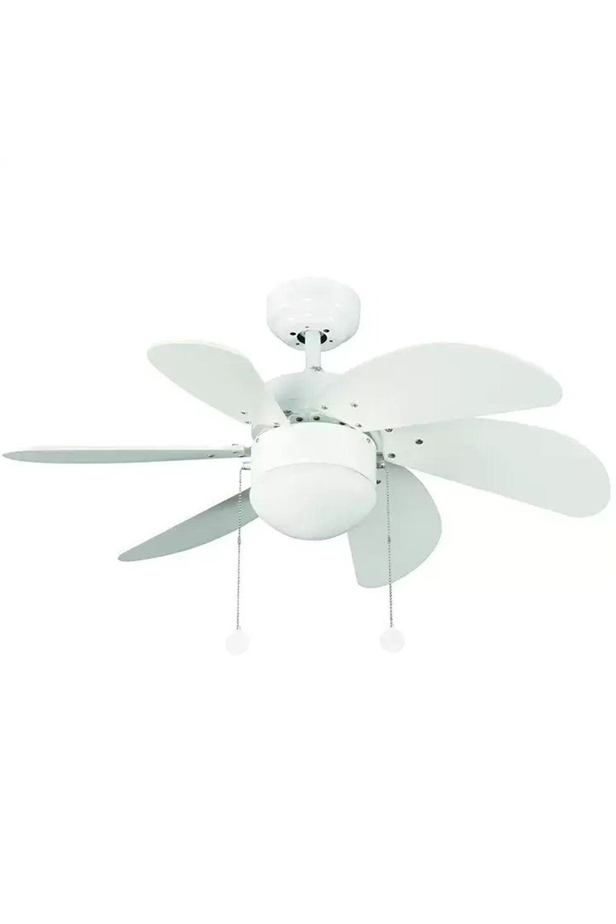 EKM29 Ekim Aydınlatma Kcf281 60w 30 Inç Beyaz Altı Kanatlı Lambalı Ipli Tavan Vantilatörü