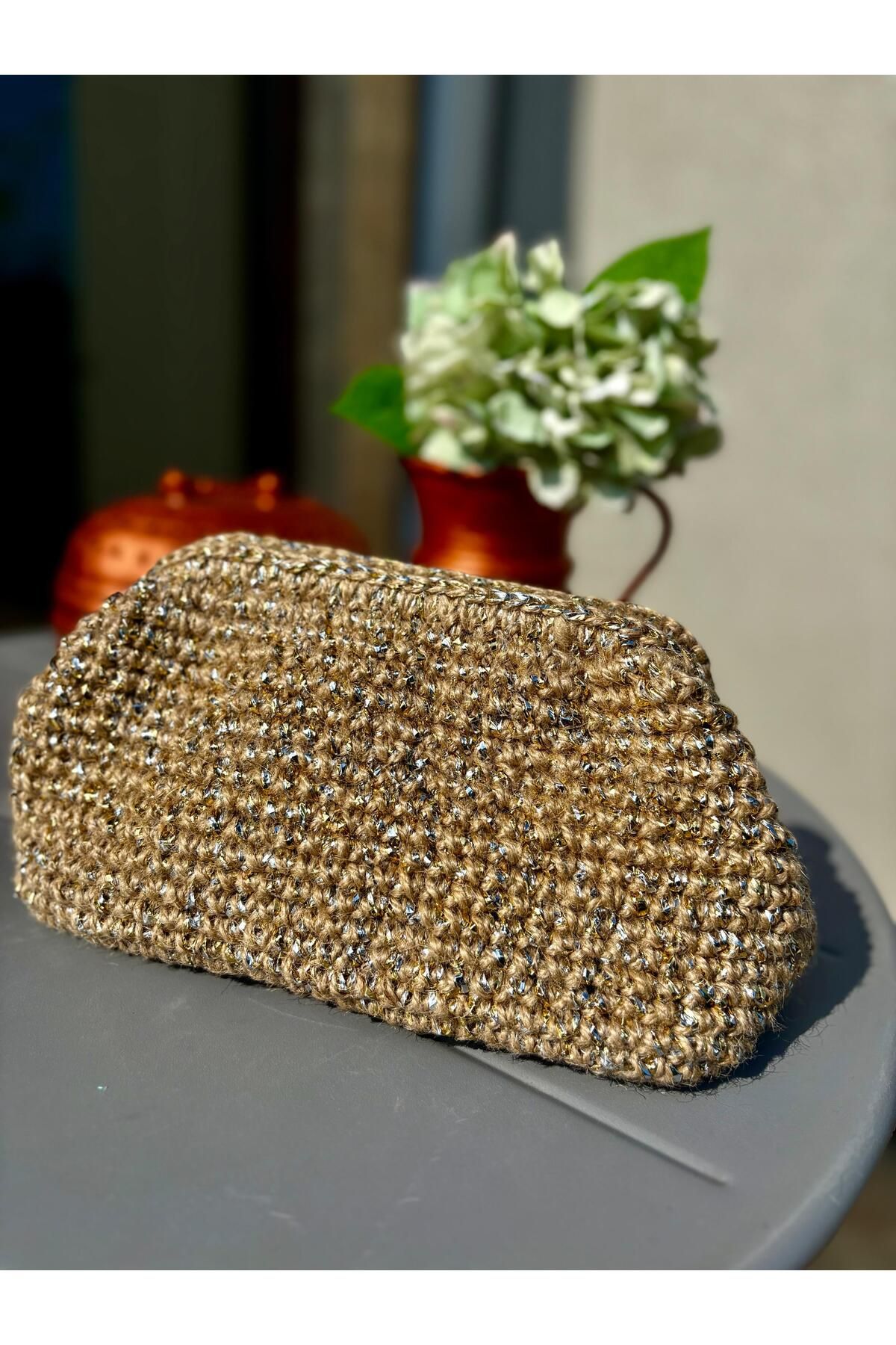 UNİCORNS Hasır Çanta, Hasır Jüt El Çantası, Simli Clutch, Hasır Clutch, Burslu Çanta, Tasarım Clutch