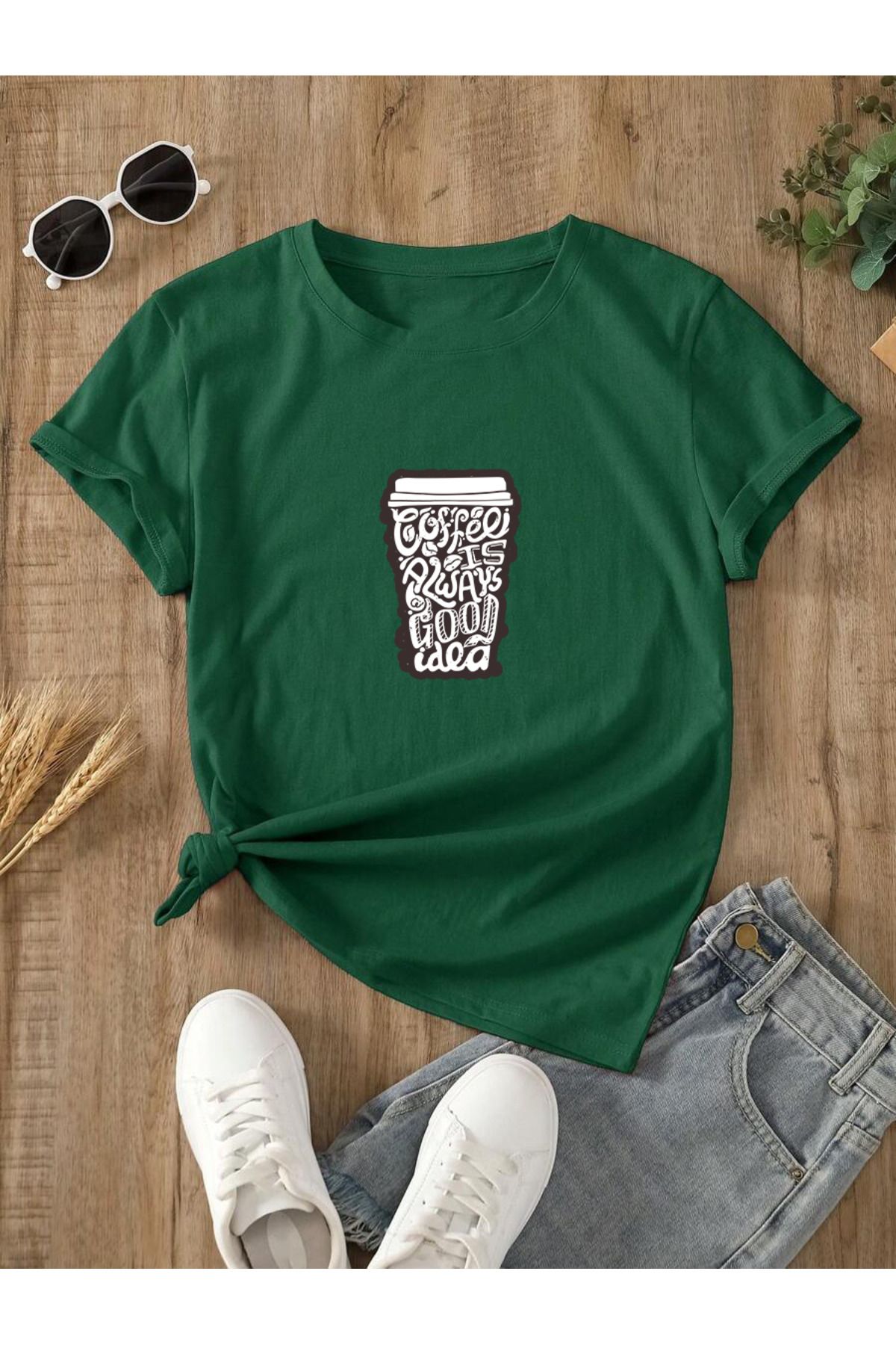 uyguntarz Unisex Kahve Severlere Özel Tasarım Basklı Tshirt