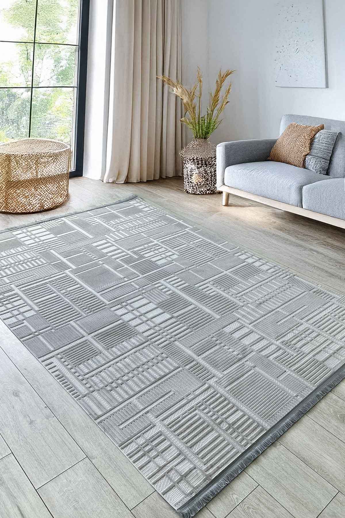 Decomia Home Anita Dokuma Yıkanabilir Bukleli Gri Sisal Hav Salon Halısı Mutfak Halısı Yolluk