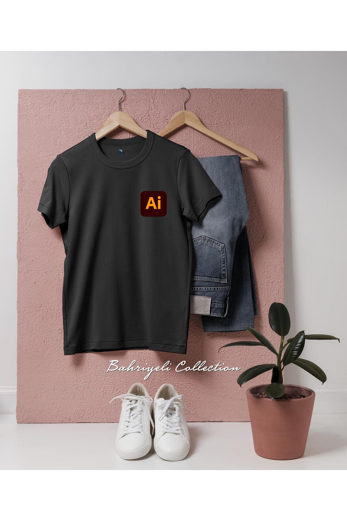 bahriyeli.jpeg Oversize Adobe Illustrator logo cep Tasarımlı Unisex T-Shirt