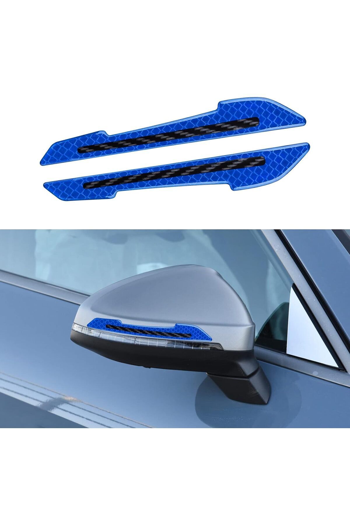 Modifiyum Oto Araç Yan Ayna Reflektör Sticker Yan Ayna Koruyucu Sticker Mavi