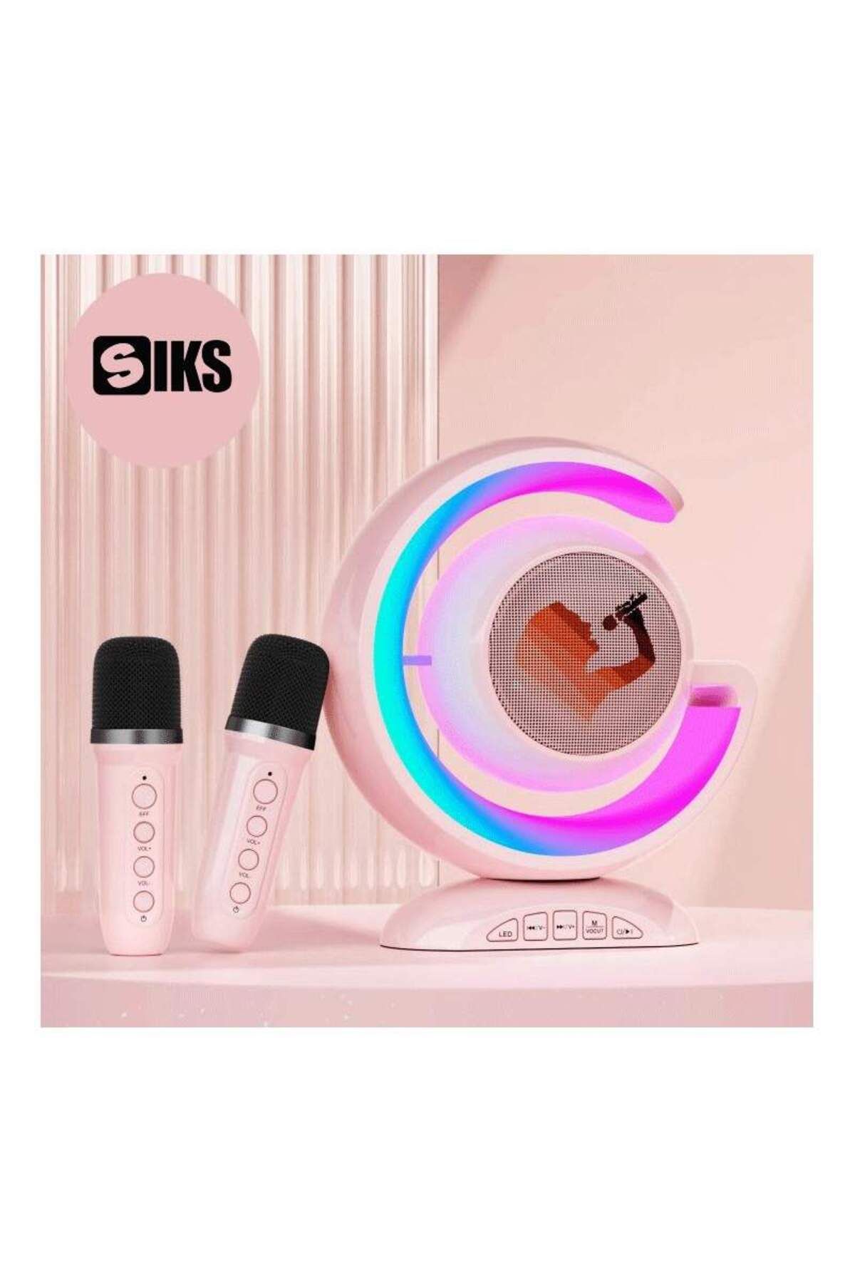 SIKS-Complete Set of SIKS Smart Microphone and Wireless Speaker Station for Karaoke with RGB Led Light 2
