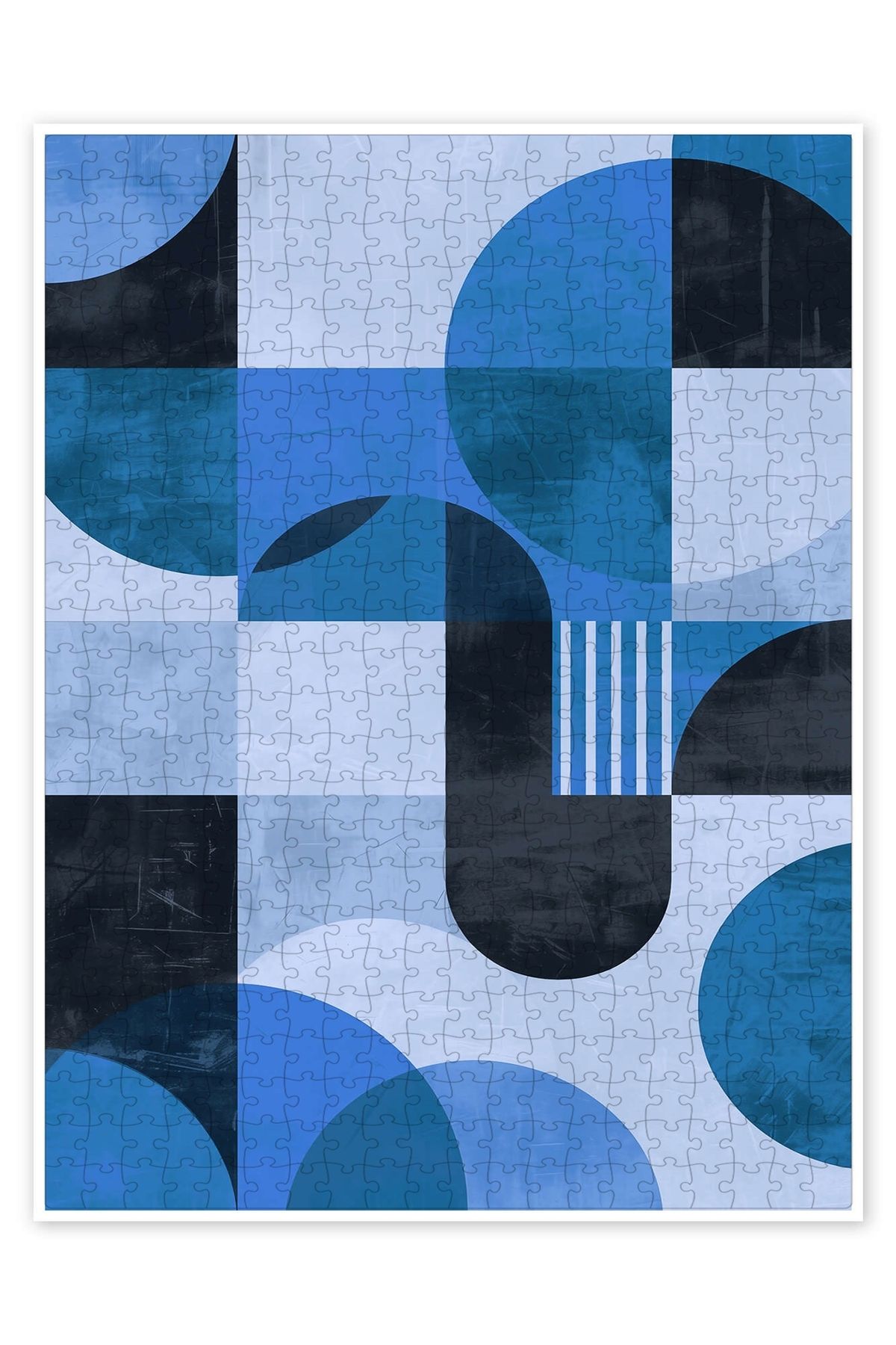Jeronkarji Soyut Mavi Geometri Duvar Kağıdı 500 Parça Puzzle Yapboz Bohem Soyut Sanat Temalı