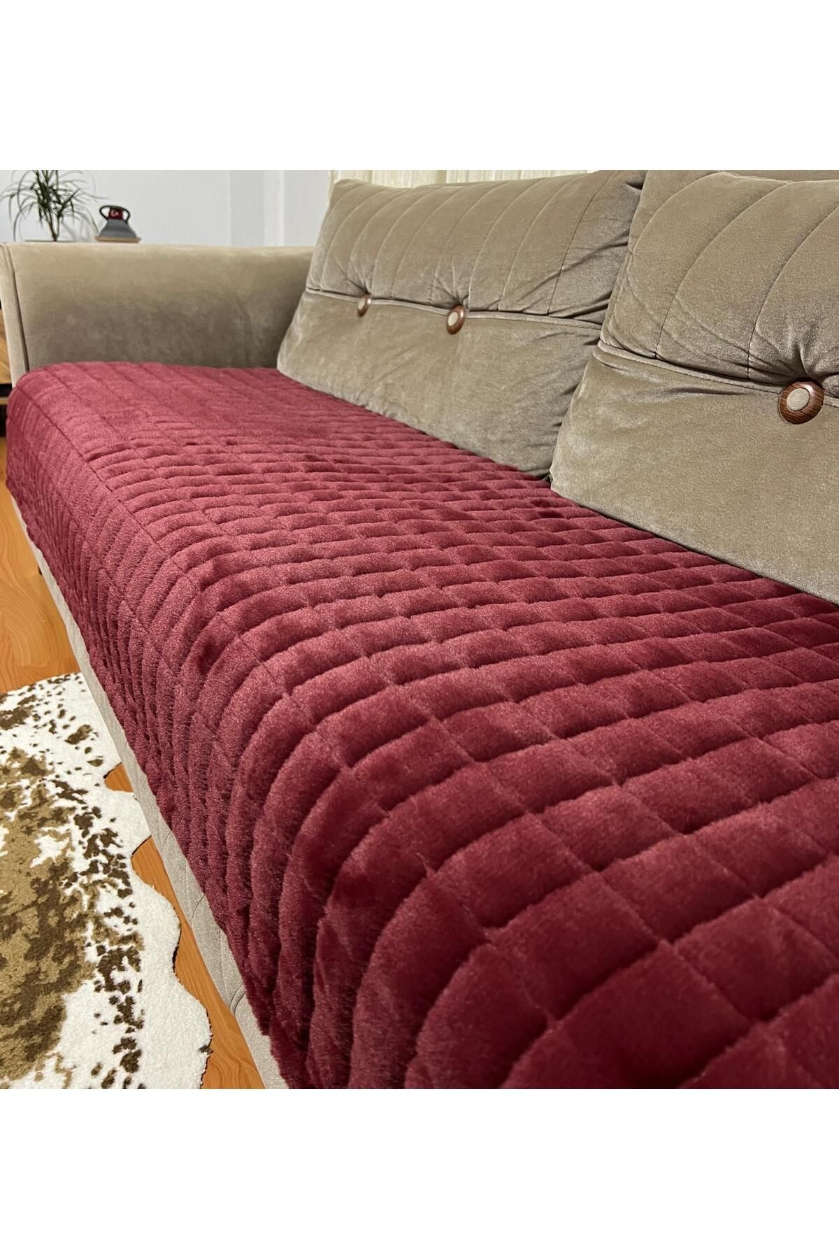 DECORA CASA HOME COLLECTİON Puffy Bubble Tüy Kaymaz Taban Çekyat Koltuk Örtüsü 75x185